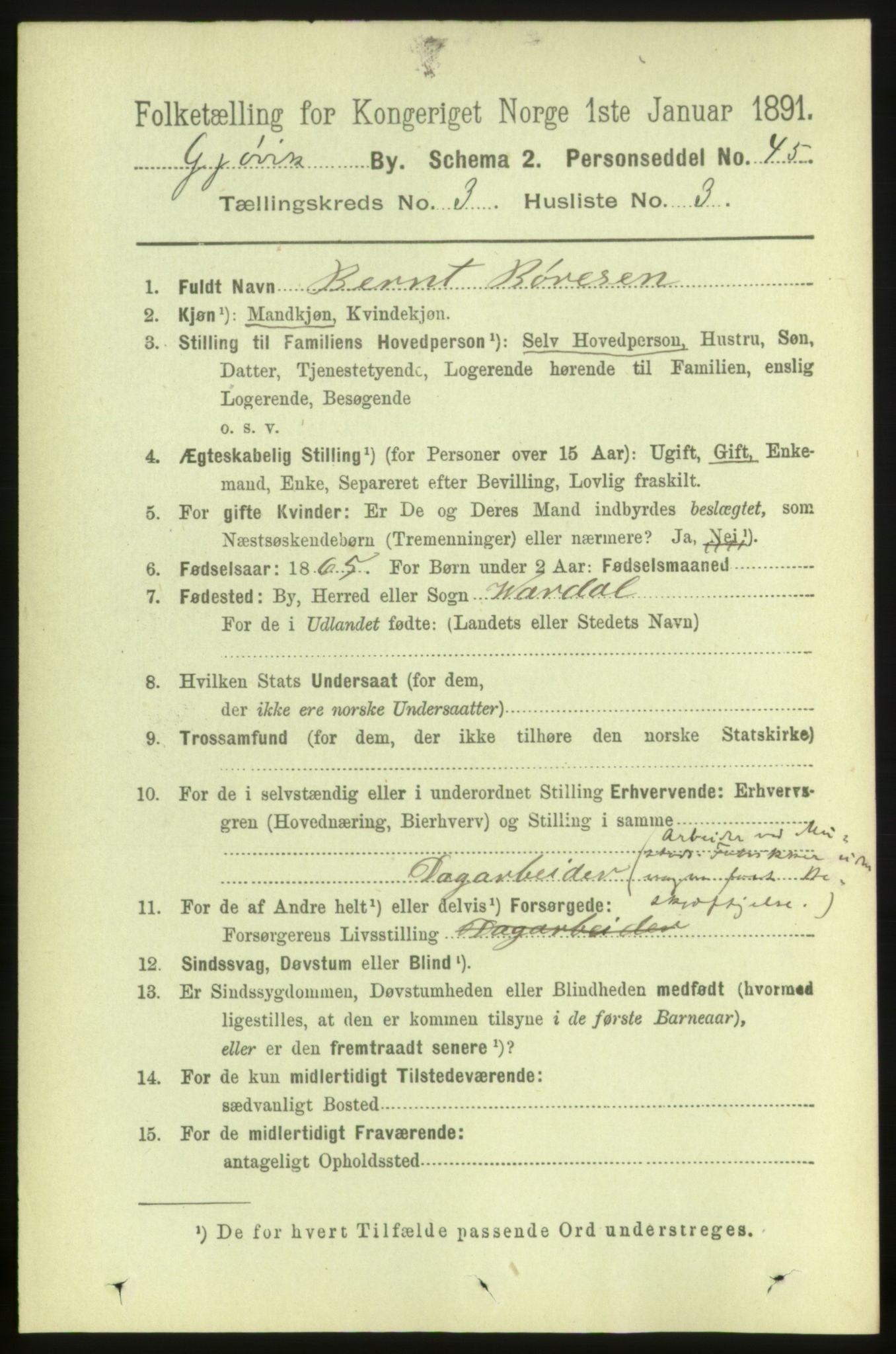 RA, 1891 census for 0502 Gjøvik, 1891, p. 1056