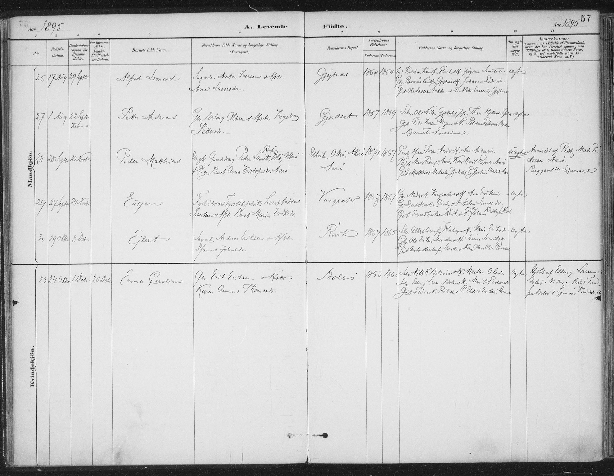 Ministerialprotokoller, klokkerbøker og fødselsregistre - Møre og Romsdal, AV/SAT-A-1454/555/L0658: Parish register (official) no. 555A09, 1887-1917, p. 57