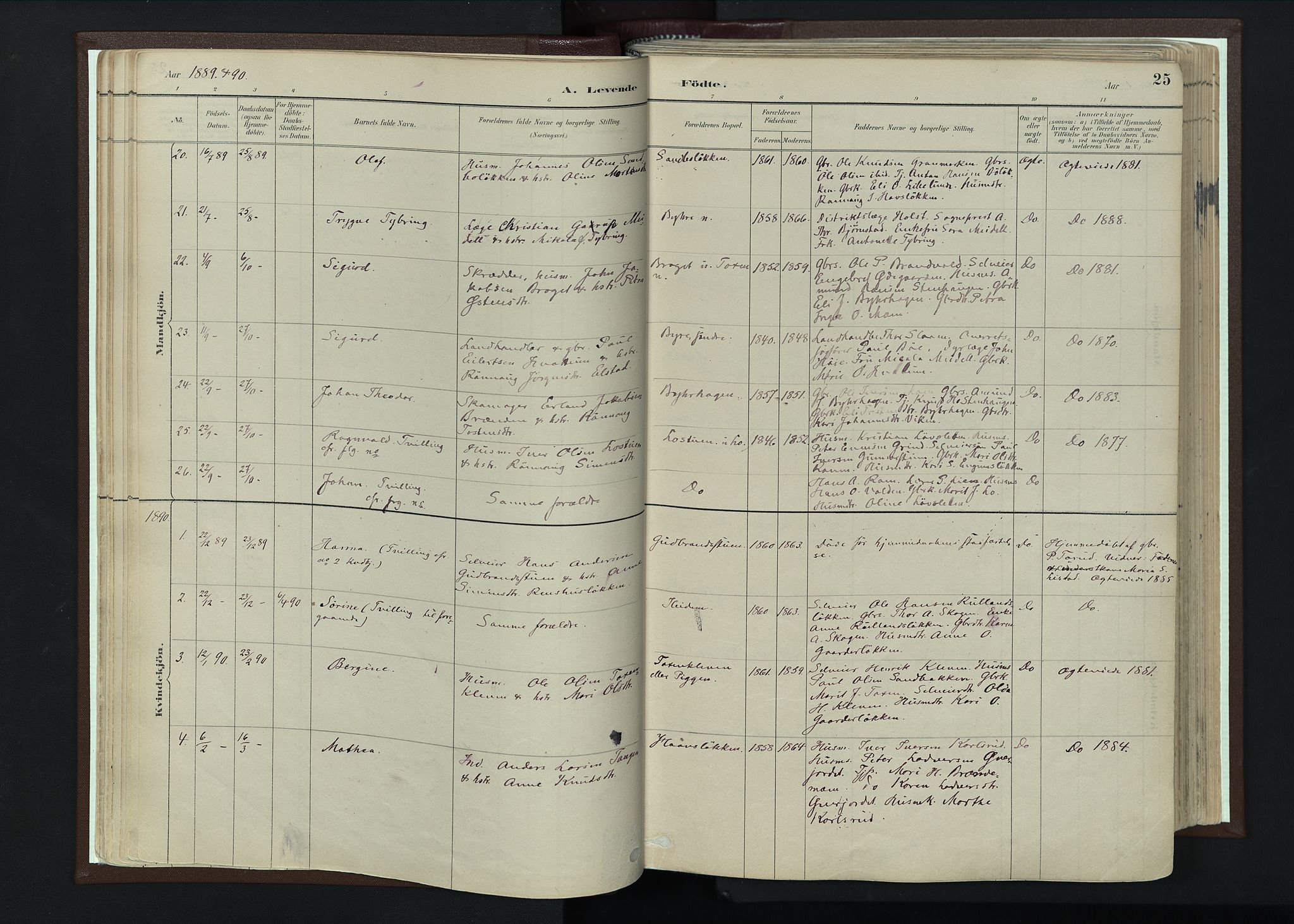 Nord-Fron prestekontor, SAH/PREST-080/H/Ha/Haa/L0004: Parish register (official) no. 4, 1884-1914, p. 25