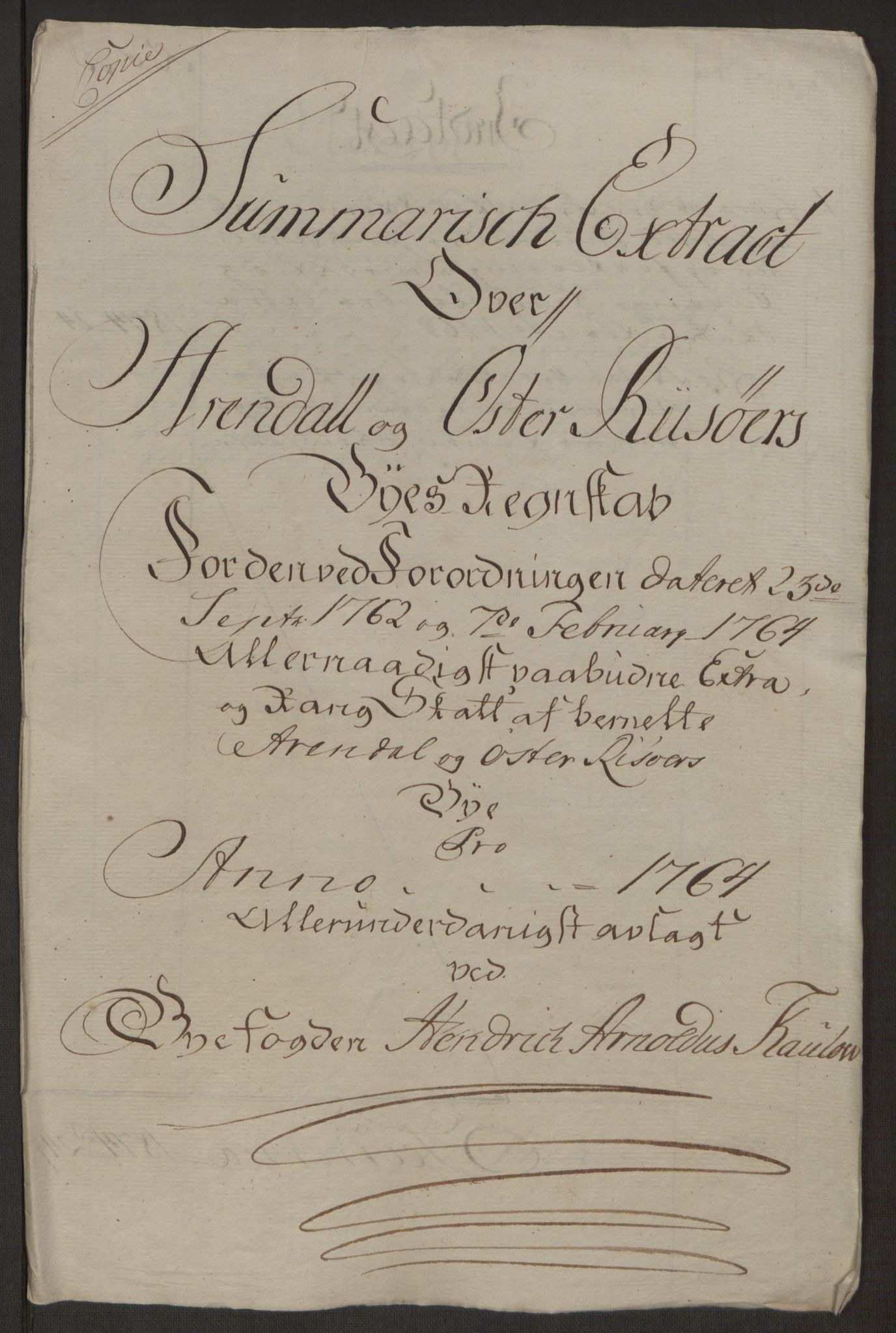 Rentekammeret inntil 1814, Reviderte regnskaper, Byregnskaper, AV/RA-EA-4066/R/Rl/L0230/0001: [L4] Kontribusjonsregnskap / Ekstraskatt, 1762-1764, p. 395