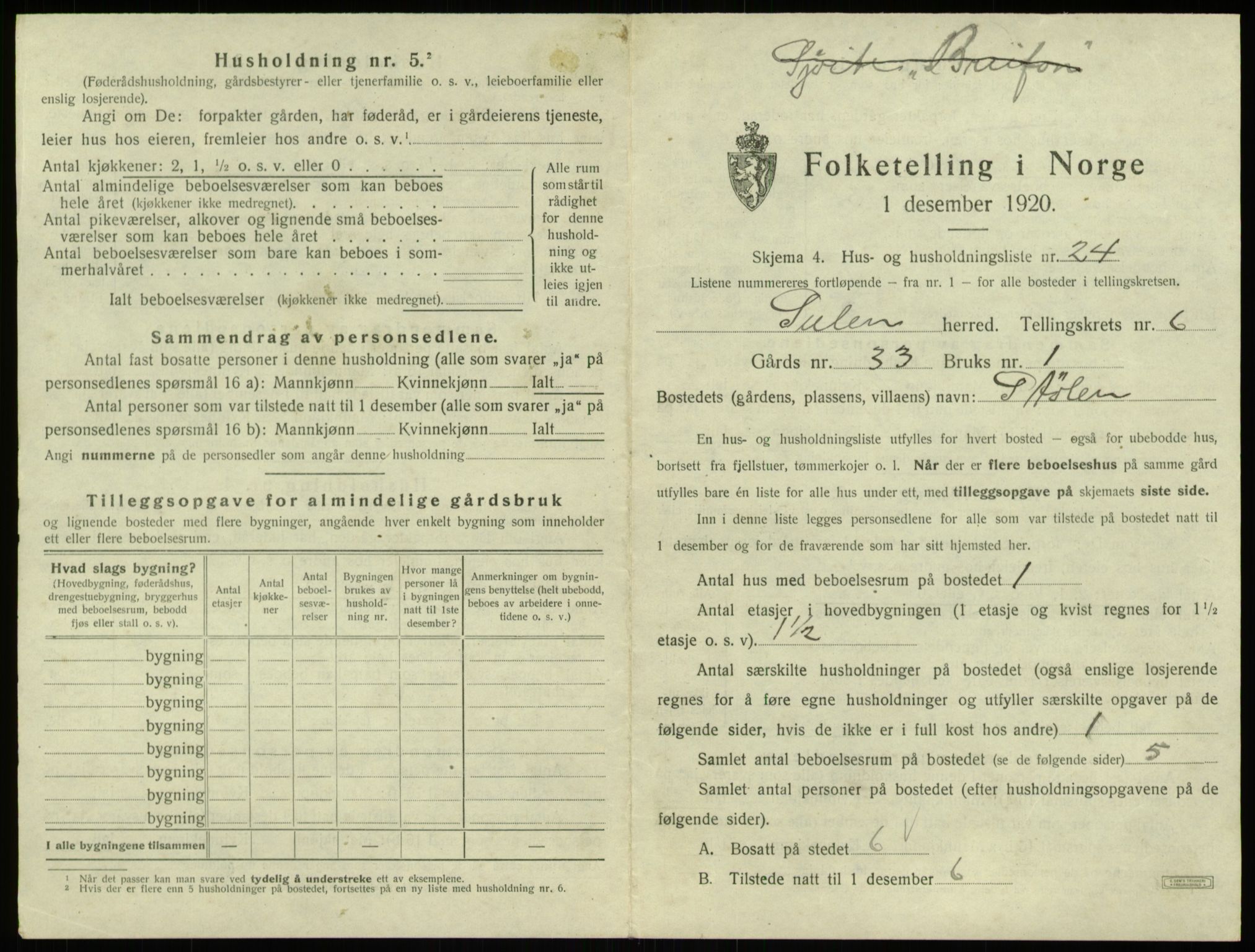 SAB, 1920 census for Solund, 1920, p. 390