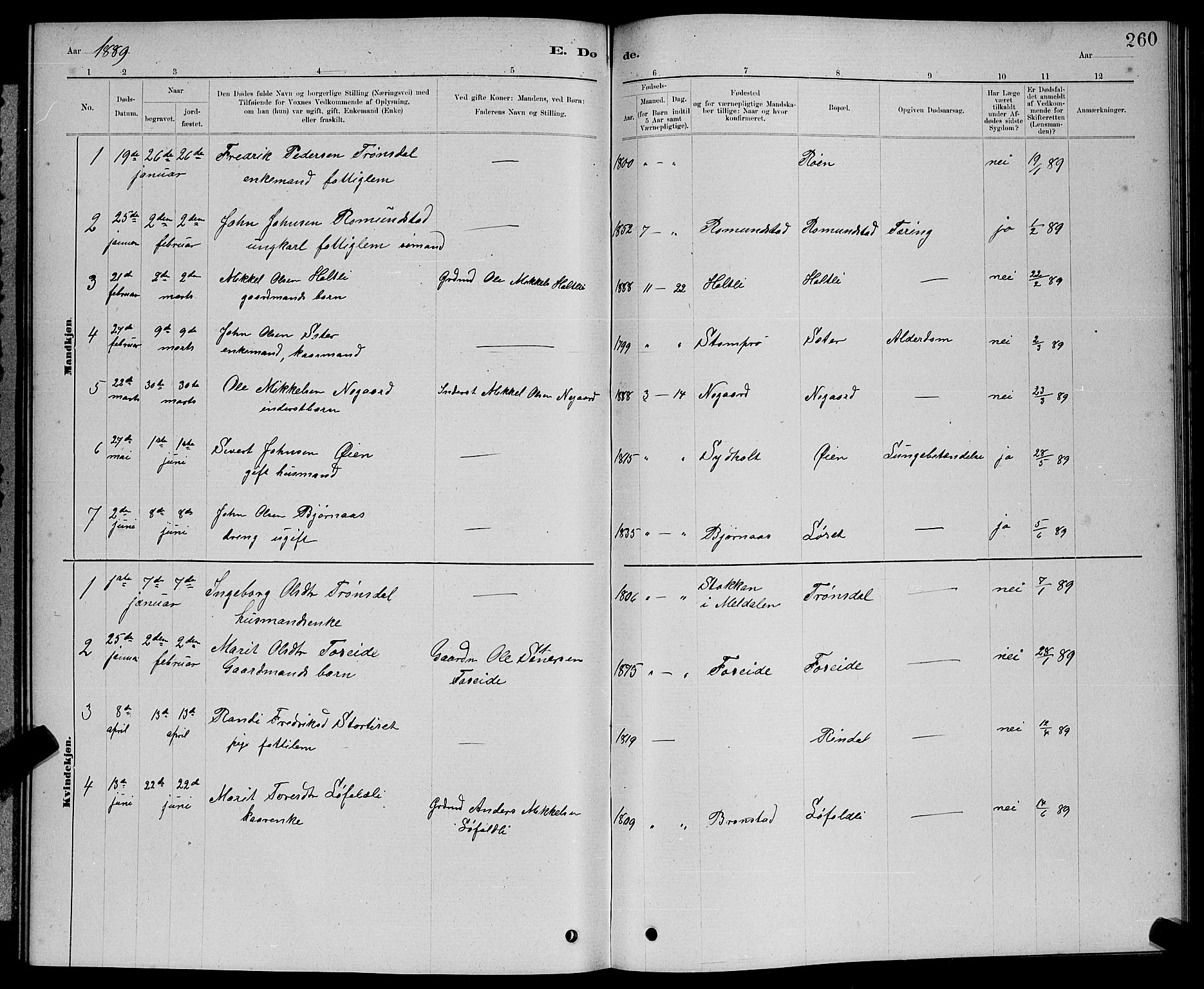 Ministerialprotokoller, klokkerbøker og fødselsregistre - Møre og Romsdal, AV/SAT-A-1454/598/L1077: Parish register (copy) no. 598C02, 1879-1891, p. 260