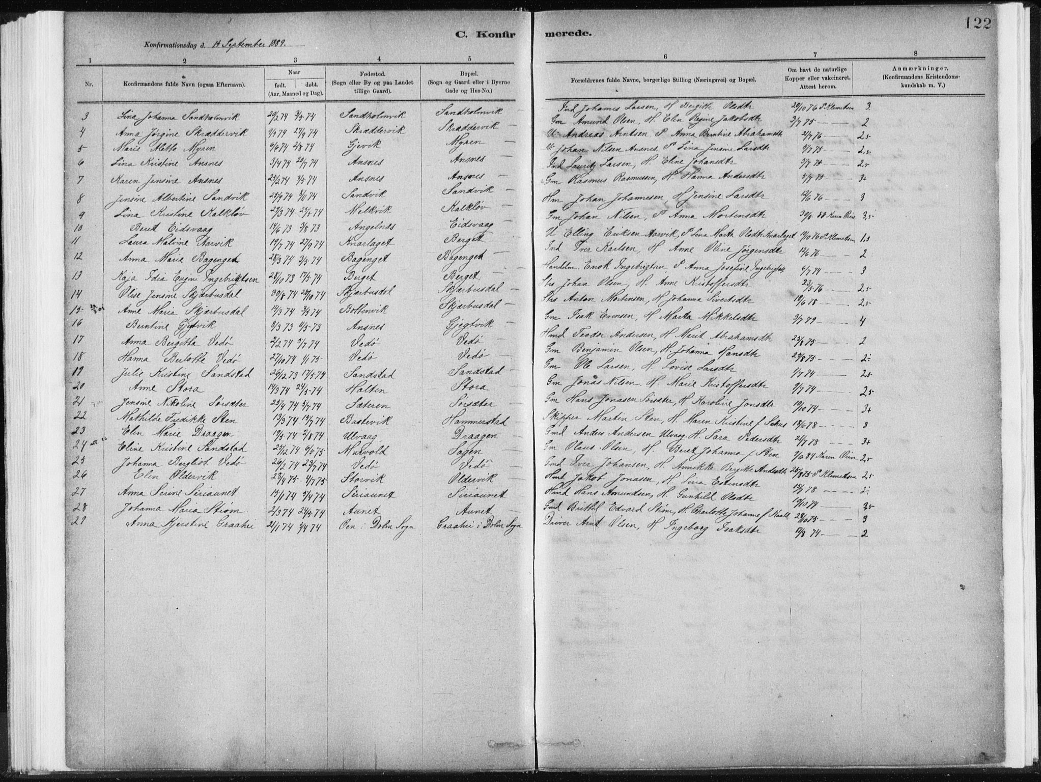 Ministerialprotokoller, klokkerbøker og fødselsregistre - Sør-Trøndelag, SAT/A-1456/637/L0558: Parish register (official) no. 637A01, 1882-1899, p. 122