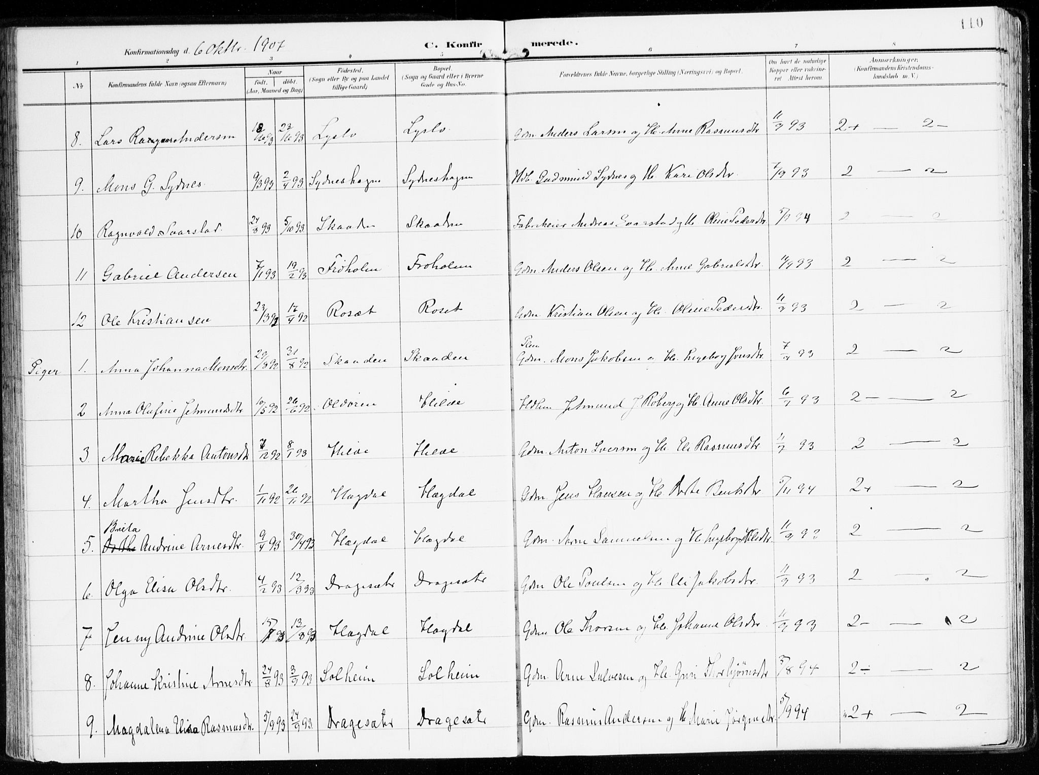 Innvik sokneprestembete, AV/SAB-A-80501: Parish register (official) no. B 2, 1903-1929, p. 110