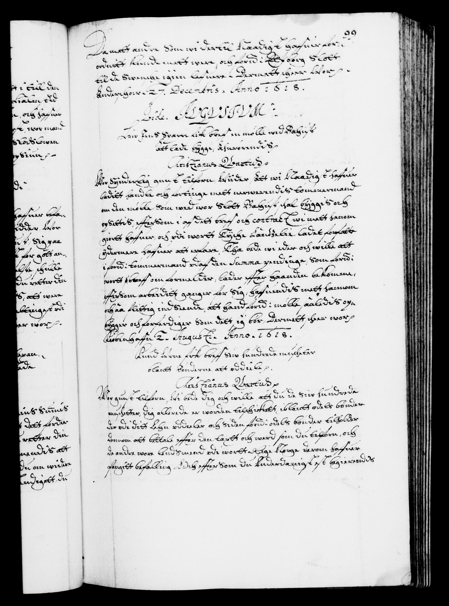 Danske Kanselli 1572-1799, RA/EA-3023/F/Fc/Fca/Fcab/L0004: Norske tegnelser (mikrofilm), 1617-1627, p. 99a