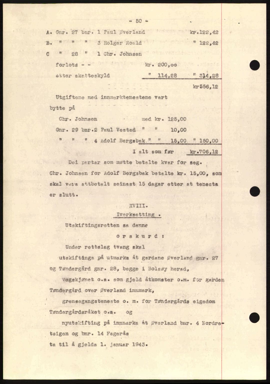 Romsdal sorenskriveri, AV/SAT-A-4149/1/2/2C: Mortgage book no. A13, 1942-1943, Diary no: : 2/1943