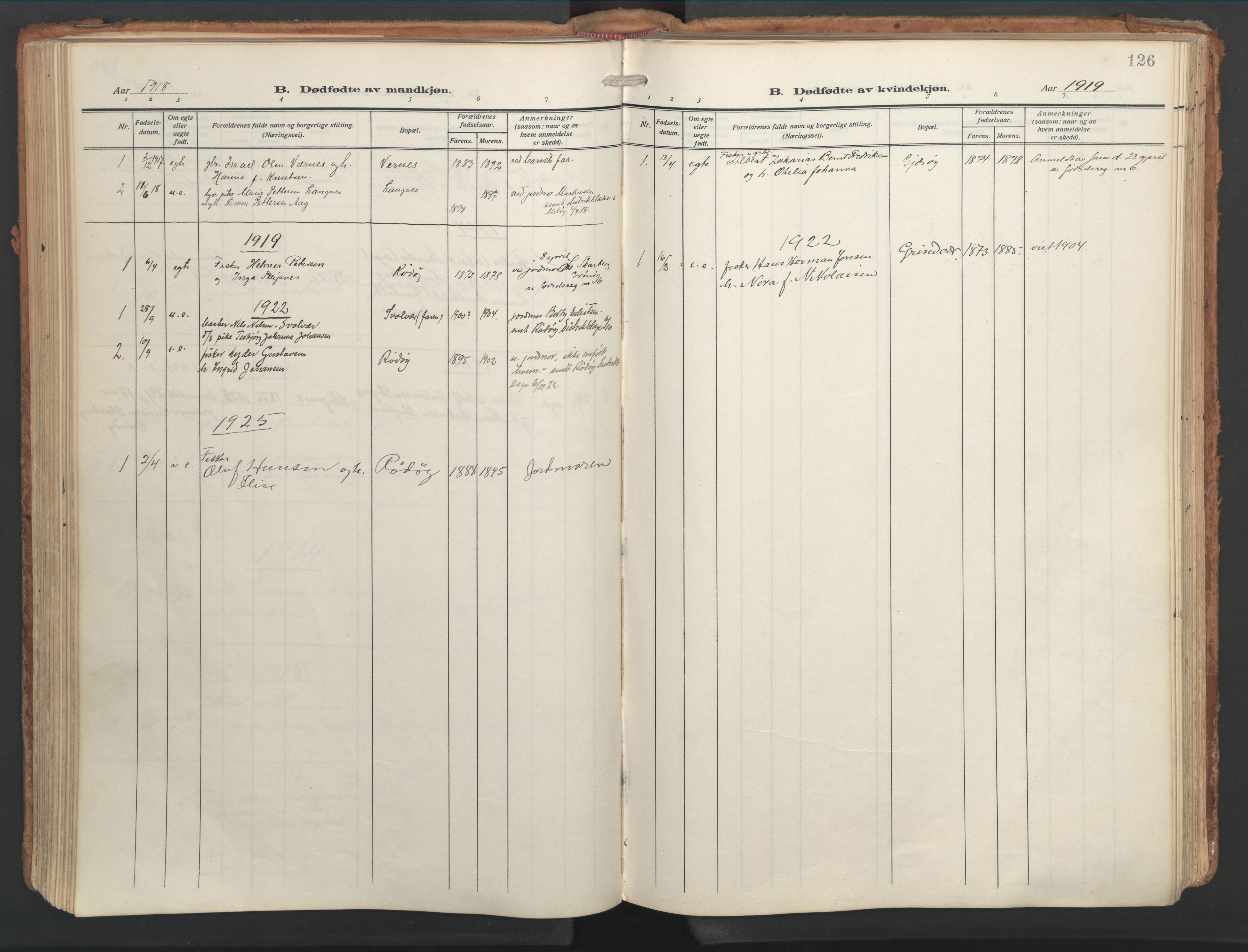 Ministerialprotokoller, klokkerbøker og fødselsregistre - Nordland, SAT/A-1459/841/L0614: Parish register (official) no. 841A17, 1911-1925, p. 126