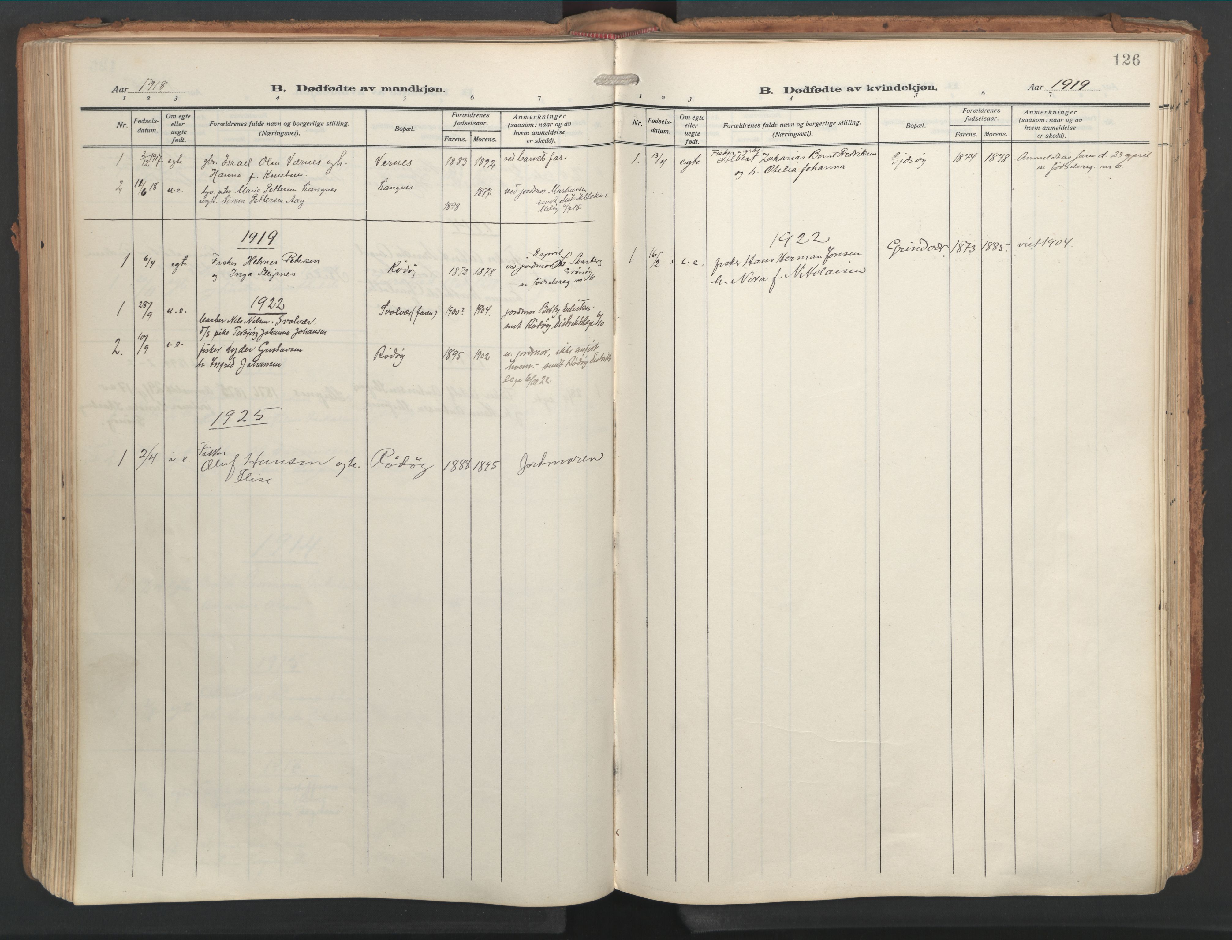 Ministerialprotokoller, klokkerbøker og fødselsregistre - Nordland, AV/SAT-A-1459/841/L0614: Parish register (official) no. 841A17, 1911-1925, p. 126