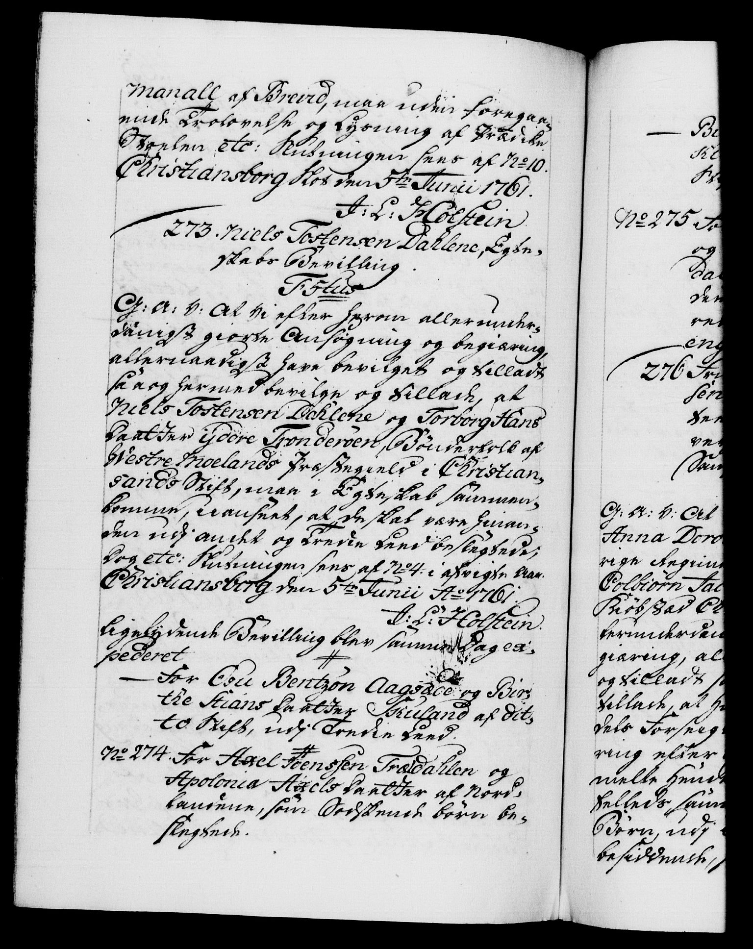 Danske Kanselli 1572-1799, AV/RA-EA-3023/F/Fc/Fca/Fcaa/L0041: Norske registre, 1760-1762, p. 463b