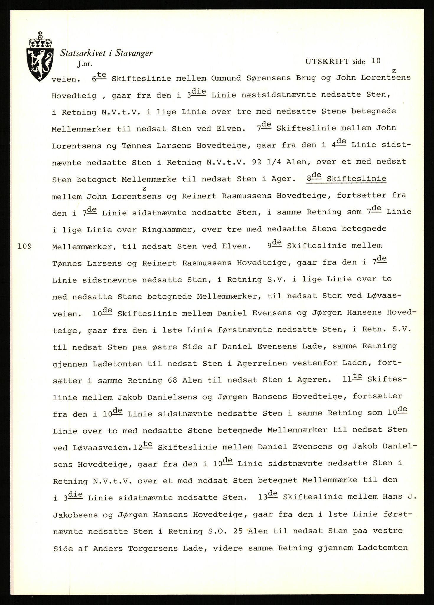 Statsarkivet i Stavanger, AV/SAST-A-101971/03/Y/Yj/L0101: Avskrifter sortert etter gårdsnavn: Årstad - Åse øvre, 1750-1930, p. 312