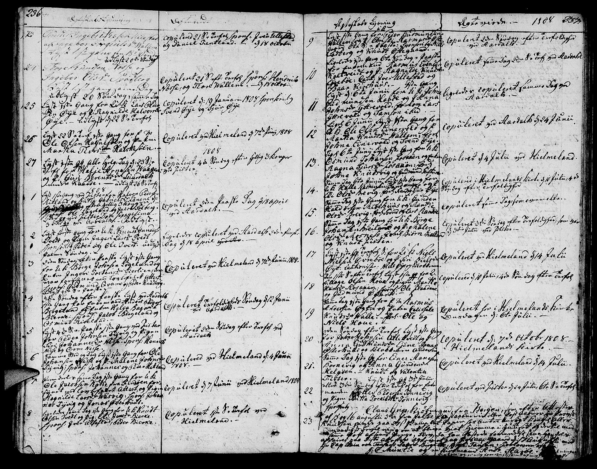 Hjelmeland sokneprestkontor, SAST/A-101843/01/IV/L0002: Parish register (official) no. A 2, 1799-1816, p. 236-237