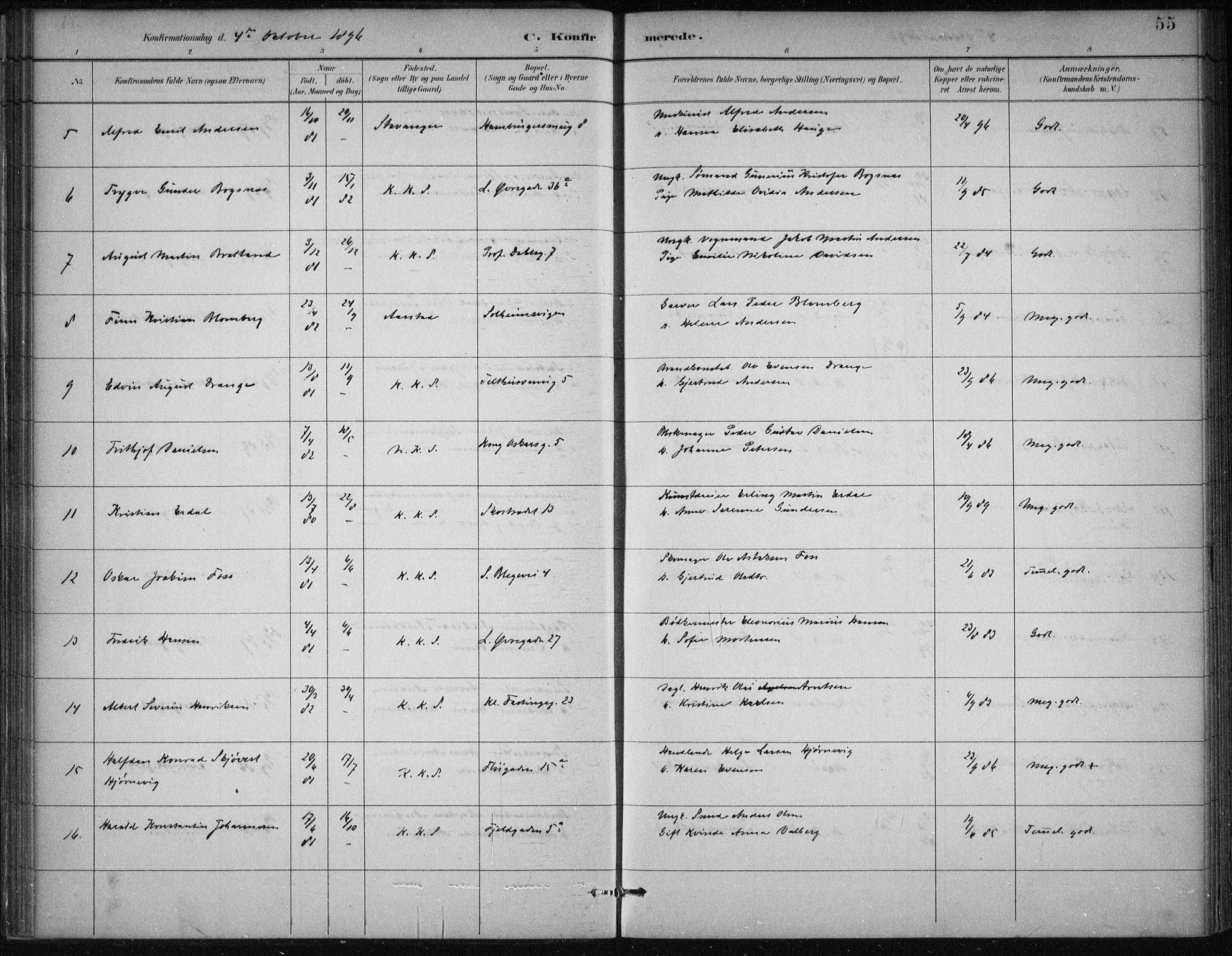 Korskirken sokneprestembete, AV/SAB-A-76101/H/Hab: Parish register (copy) no. C 4, 1893-1905, p. 55