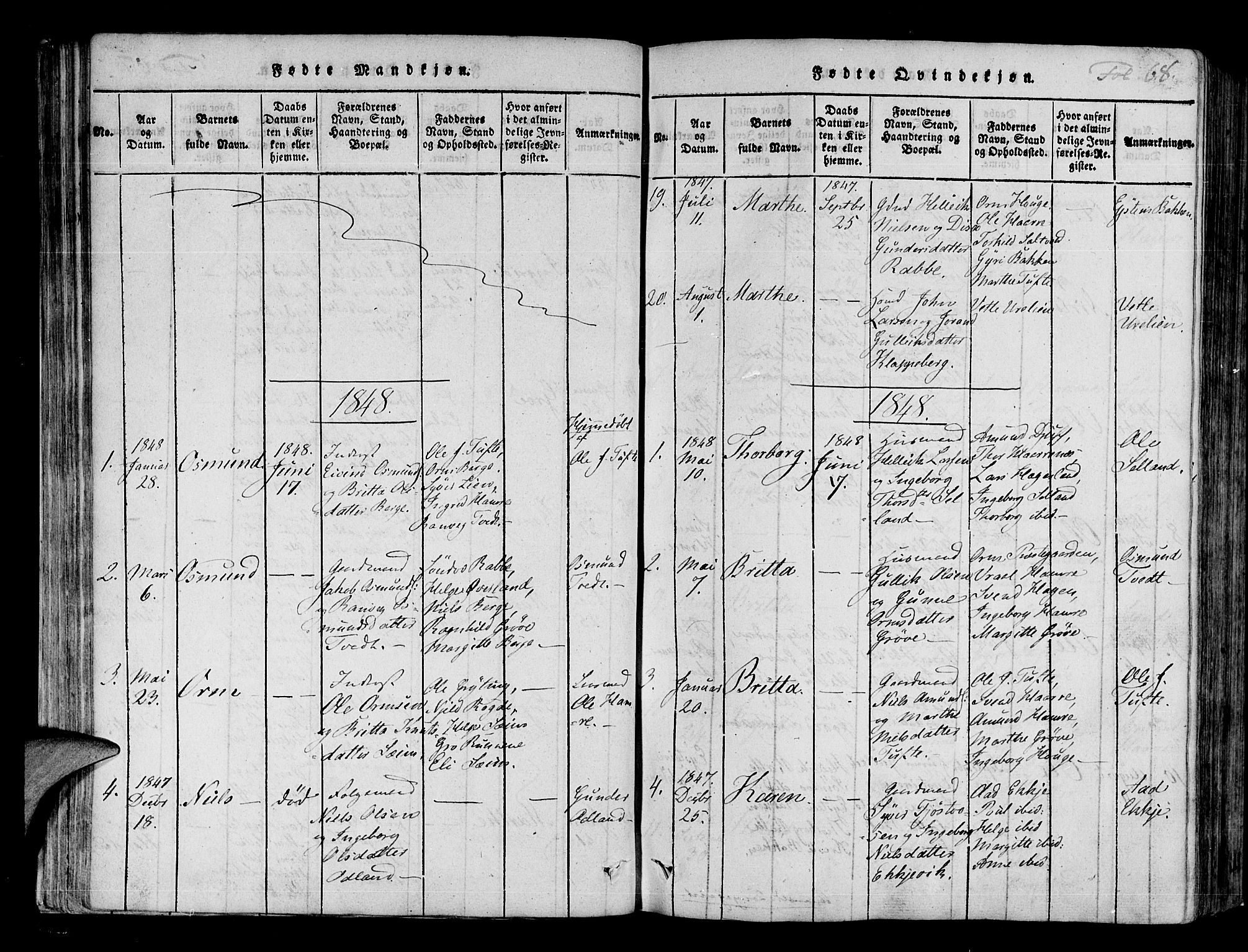 Røldal sokneprestembete, SAB/A-100247: Parish register (official) no. A 2, 1817-1856, p. 68