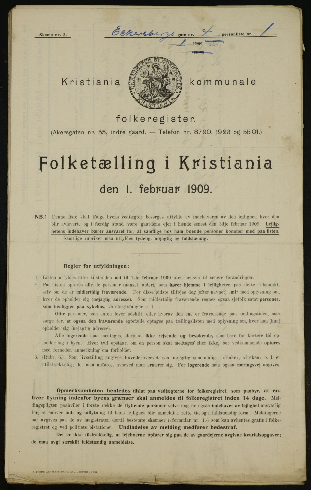 OBA, Municipal Census 1909 for Kristiania, 1909, p. 16614