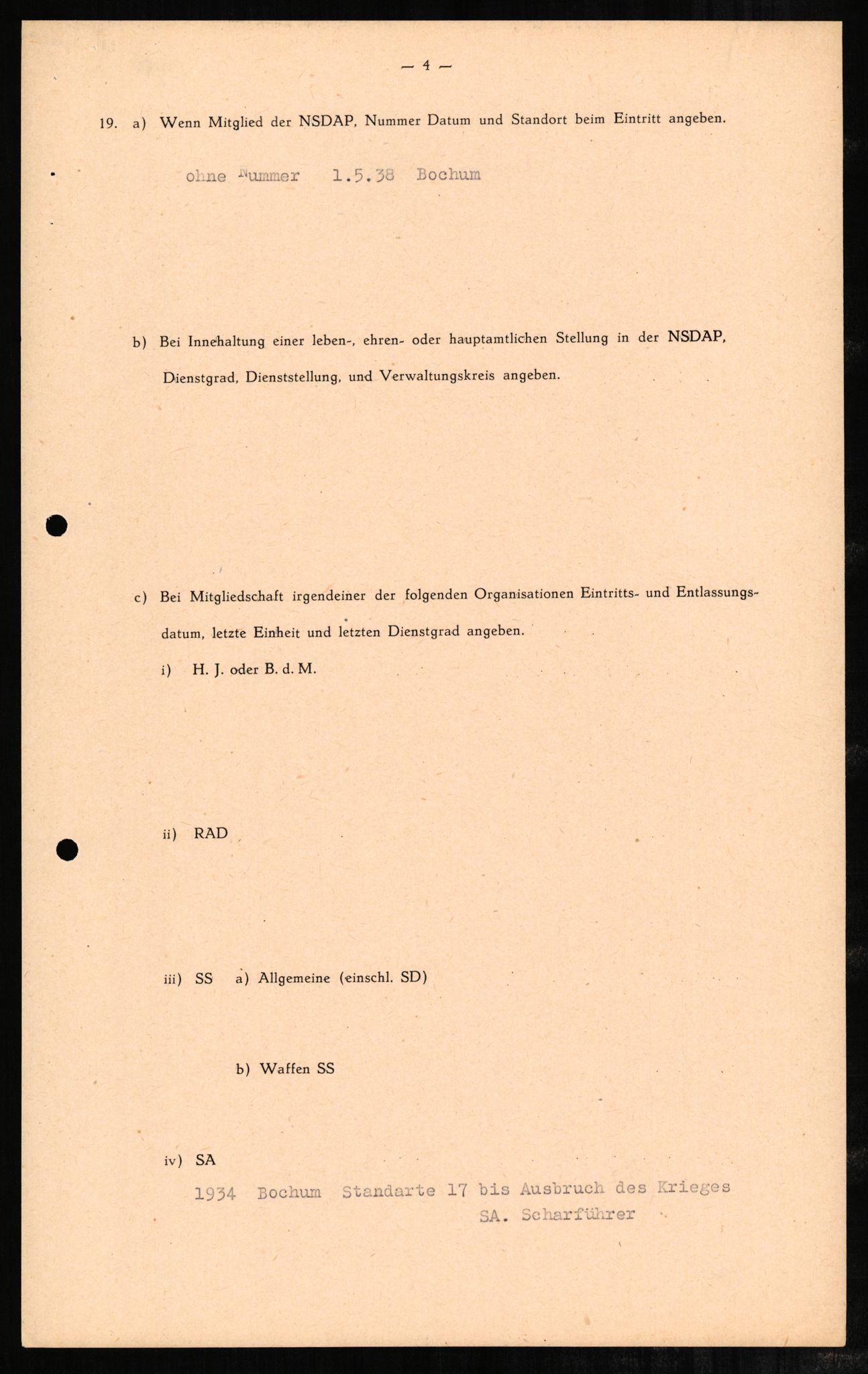 Forsvaret, Forsvarets overkommando II, RA/RAFA-3915/D/Db/L0002: CI Questionaires. Tyske okkupasjonsstyrker i Norge. Tyskere., 1945-1946, p. 43