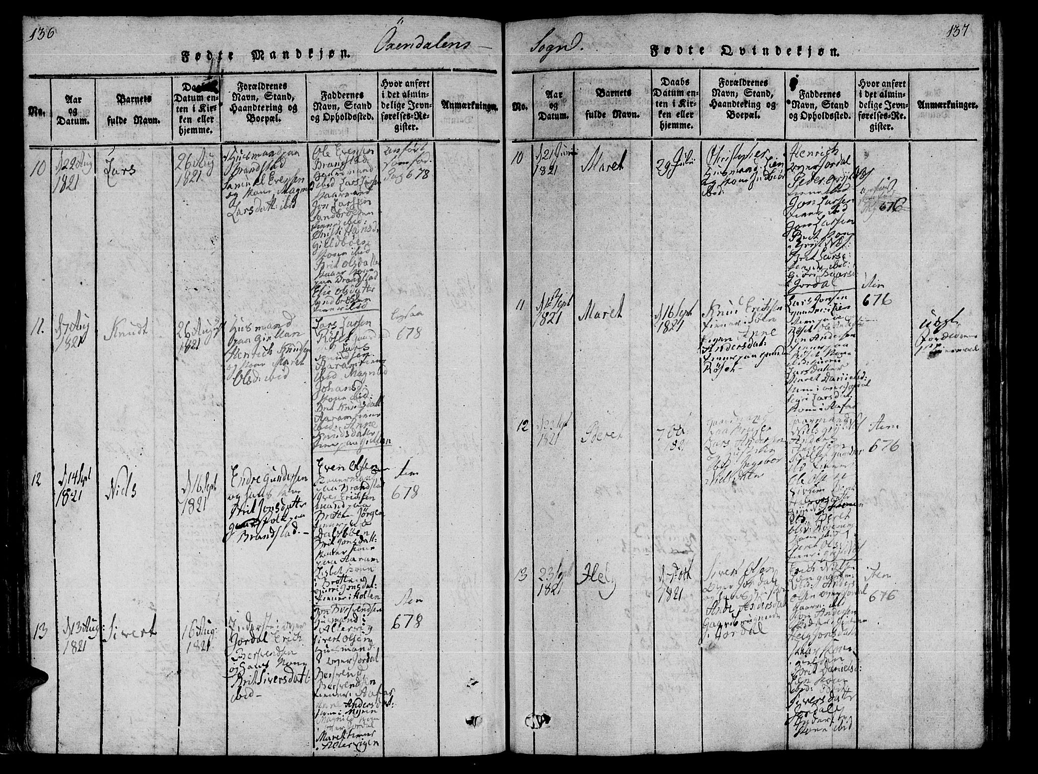 Ministerialprotokoller, klokkerbøker og fødselsregistre - Møre og Romsdal, AV/SAT-A-1454/590/L1011: Parish register (official) no. 590A03 /3, 1819-1832, p. 136-137