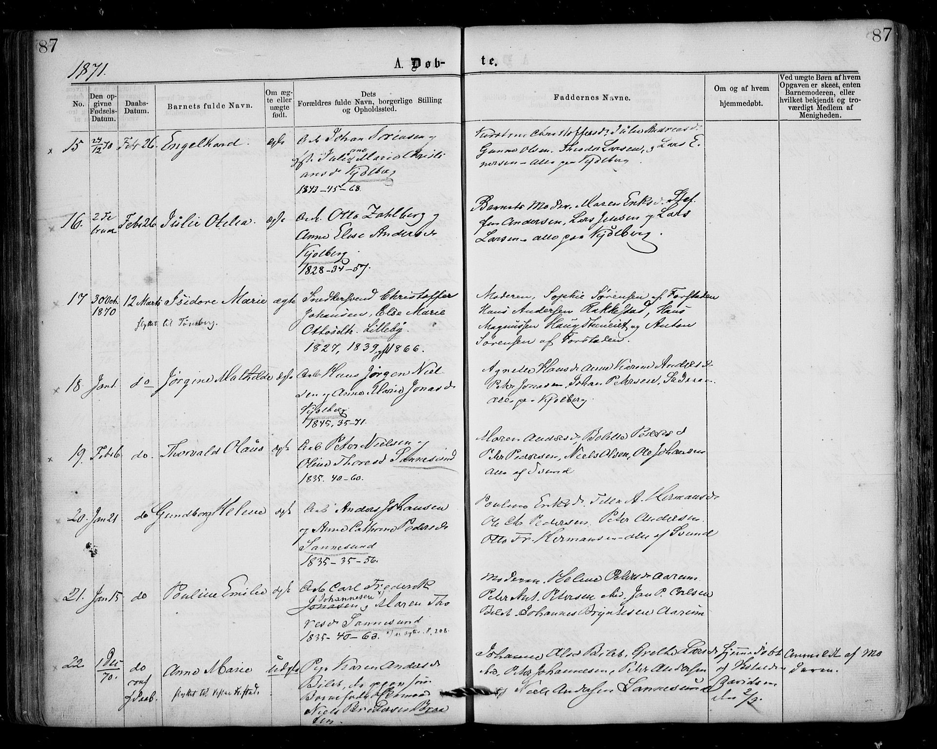 Borge prestekontor Kirkebøker, SAO/A-10903/F/Fa/L0006: Parish register (official) no. I 6, 1861-1874, p. 87