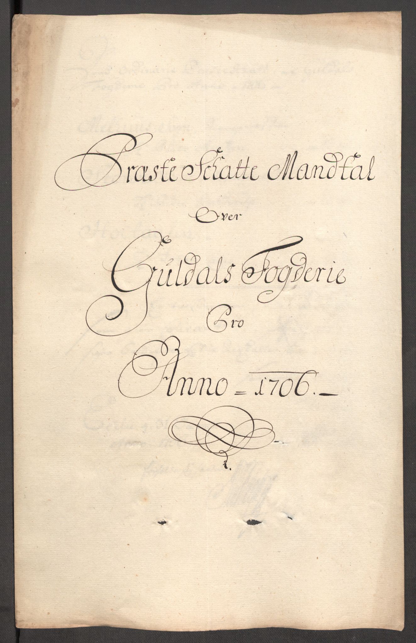 Rentekammeret inntil 1814, Reviderte regnskaper, Fogderegnskap, AV/RA-EA-4092/R60/L3956: Fogderegnskap Orkdal og Gauldal, 1706, p. 297