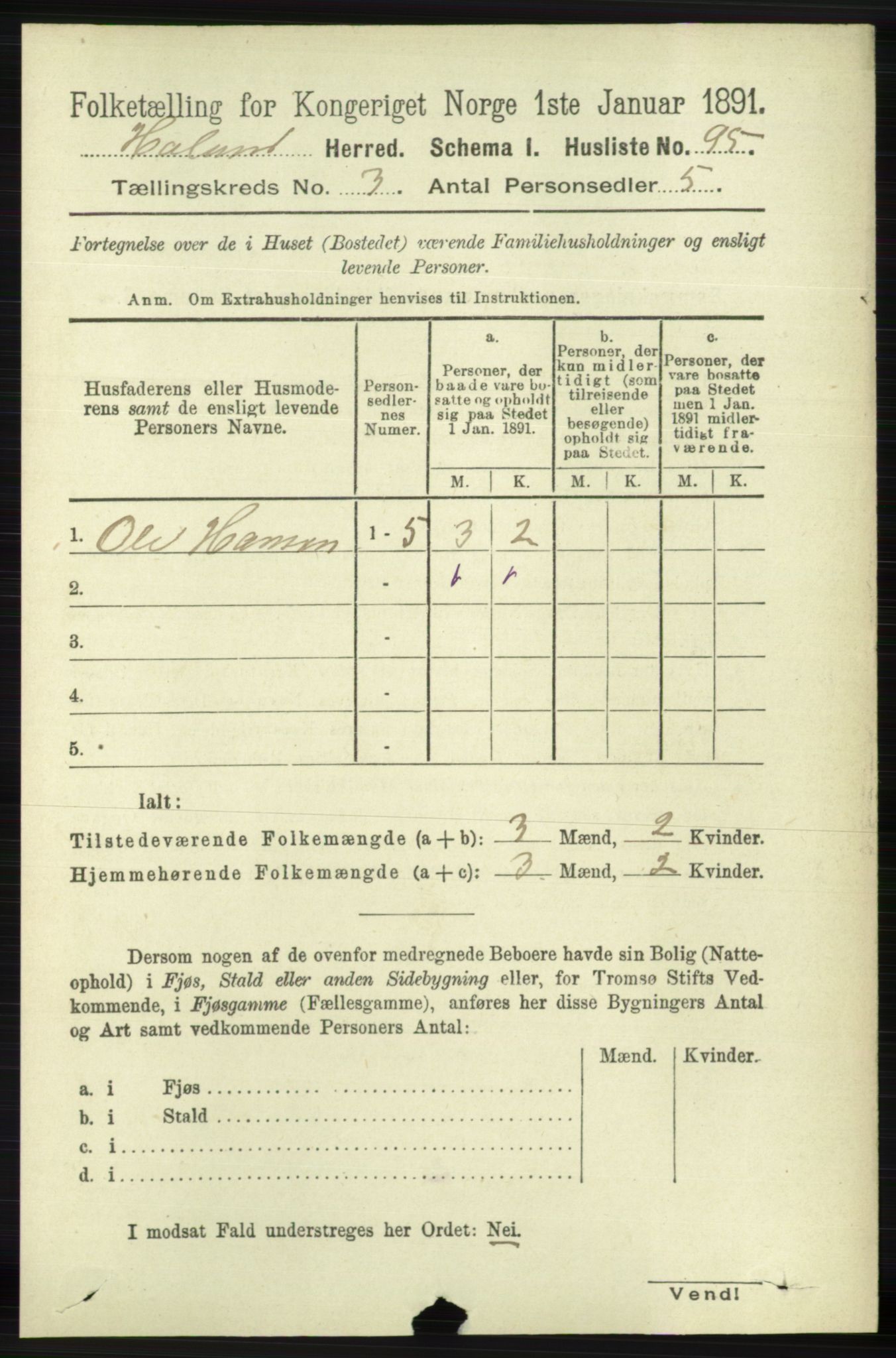 RA, 1891 census for 1124 Haaland, 1891, p. 1701