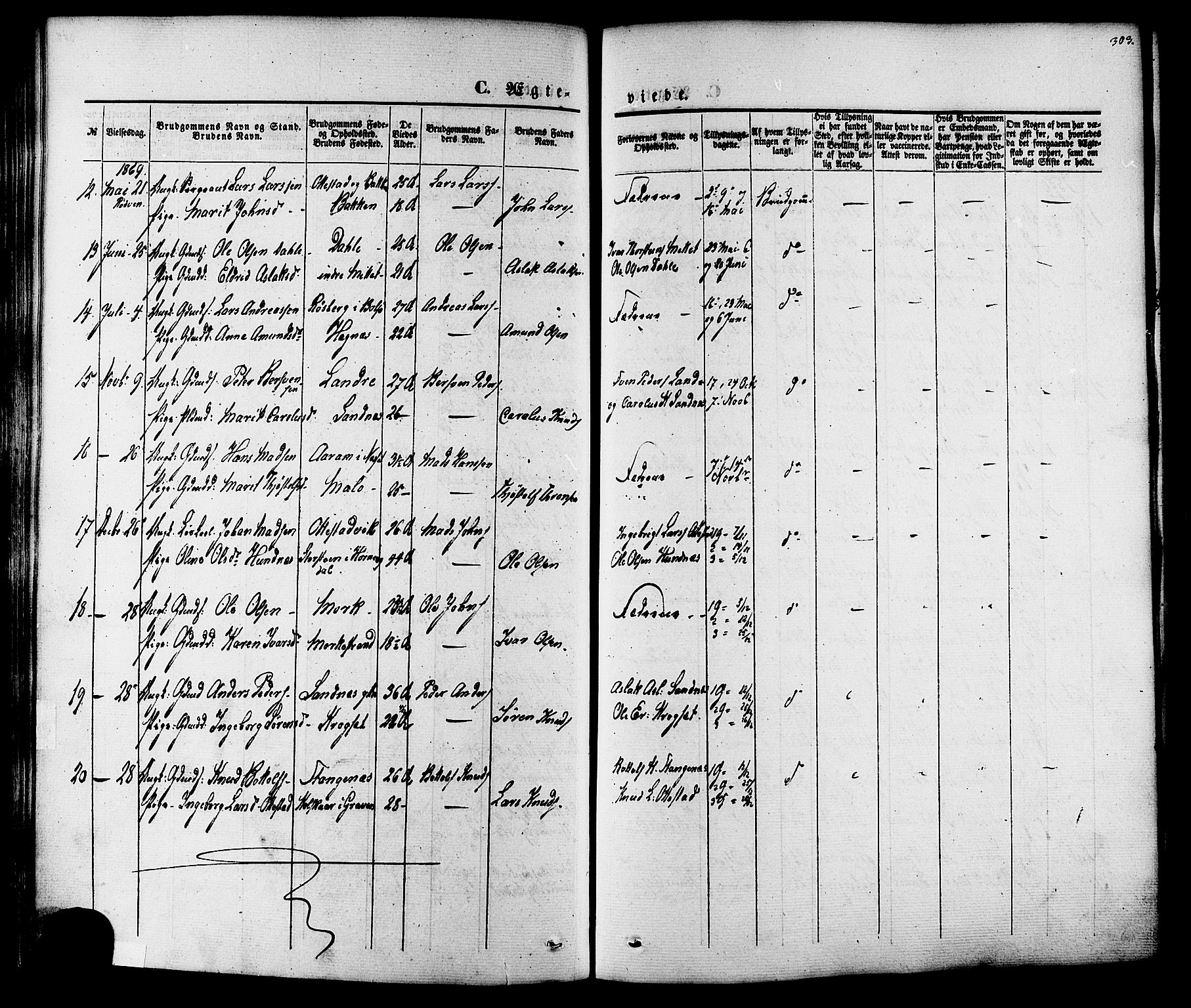 Ministerialprotokoller, klokkerbøker og fødselsregistre - Møre og Romsdal, AV/SAT-A-1454/547/L0603: Parish register (official) no. 547A05, 1846-1877, p. 303