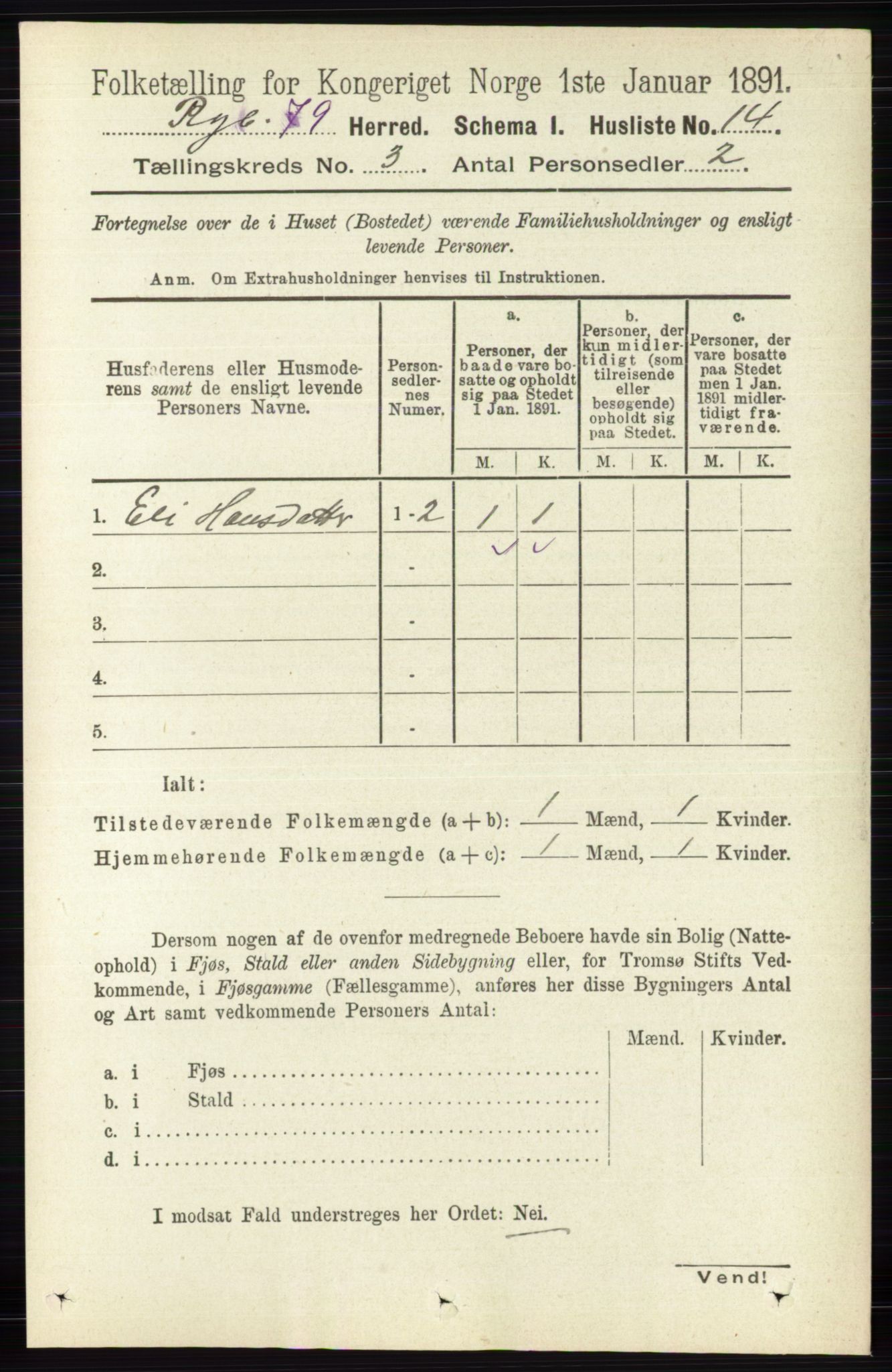 RA, 1891 census for 0520 Ringebu, 1891, p. 640