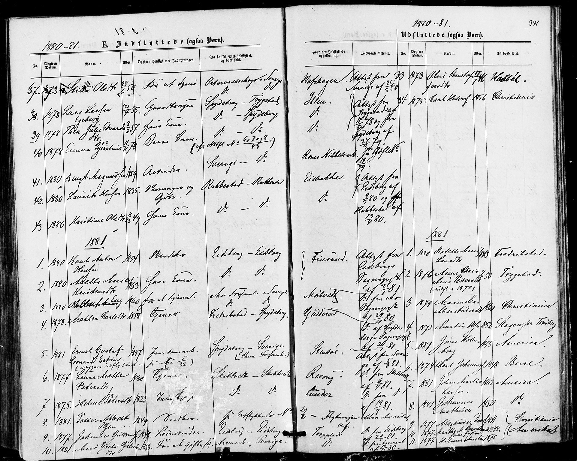 Askim prestekontor Kirkebøker, AV/SAO-A-10900/F/Fa/L0006: Parish register (official) no. 6, 1874-1881, p. 341