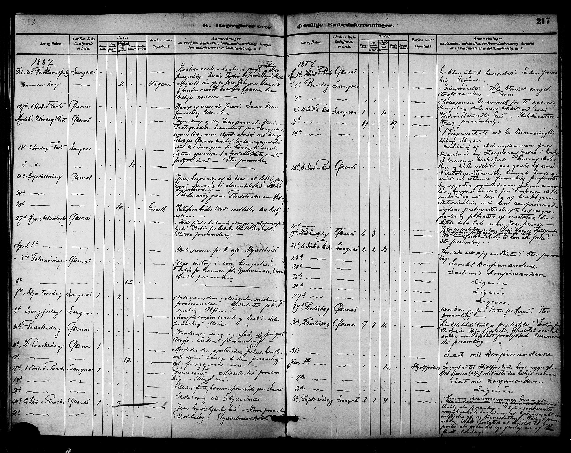 Ministerialprotokoller, klokkerbøker og fødselsregistre - Nordland, AV/SAT-A-1459/893/L1337: Parish register (official) no. 893A09, 1885-1893, p. 217