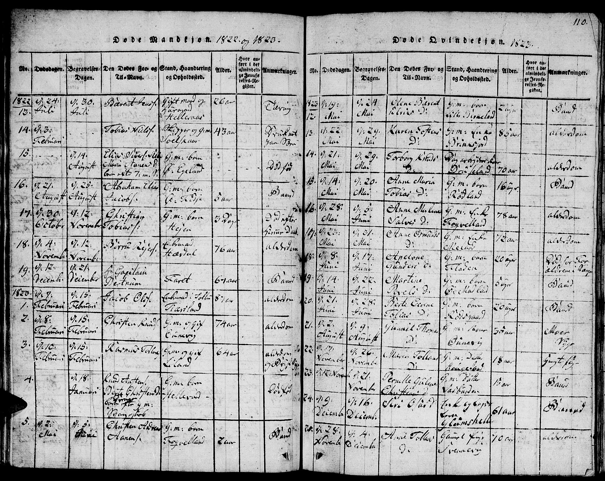 Lyngdal sokneprestkontor, AV/SAK-1111-0029/F/Fb/Fbc/L0001: Parish register (copy) no. B 1, 1815-1844, p. 111