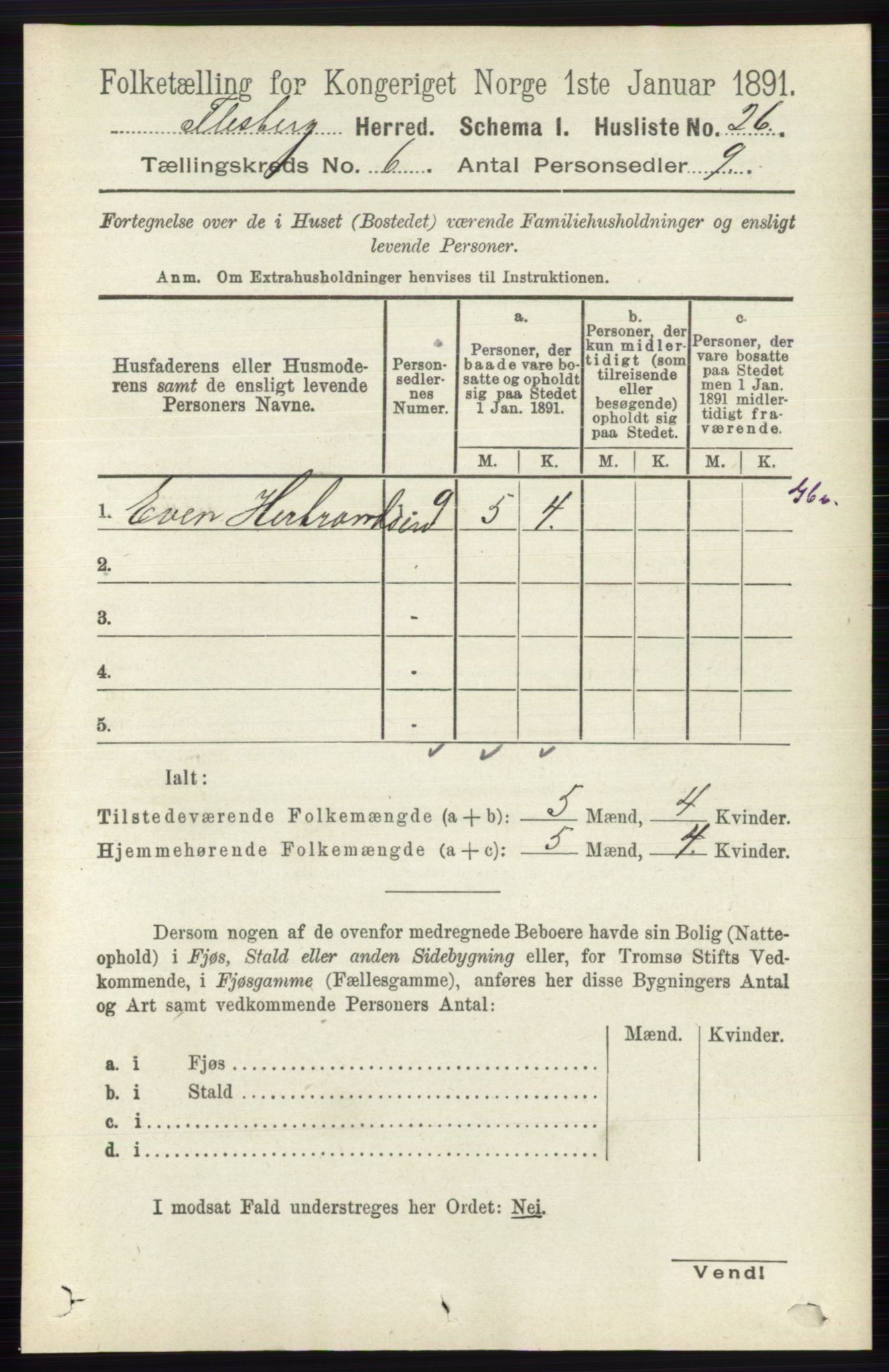 RA, 1891 census for 0631 Flesberg, 1891, p. 946