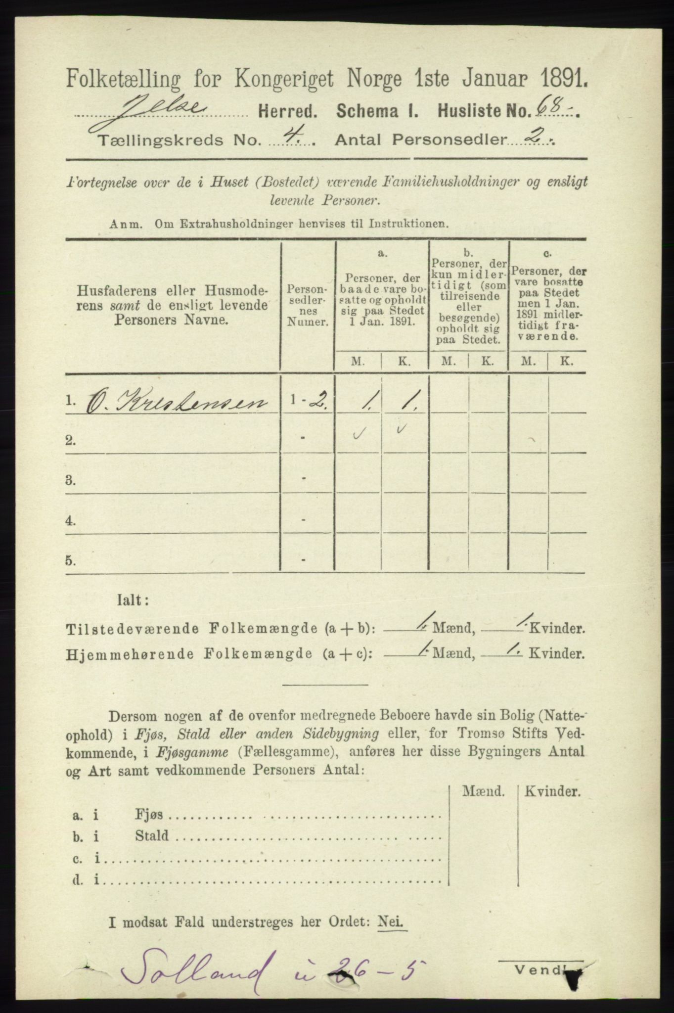 RA, 1891 census for 1138 Jelsa, 1891, p. 703