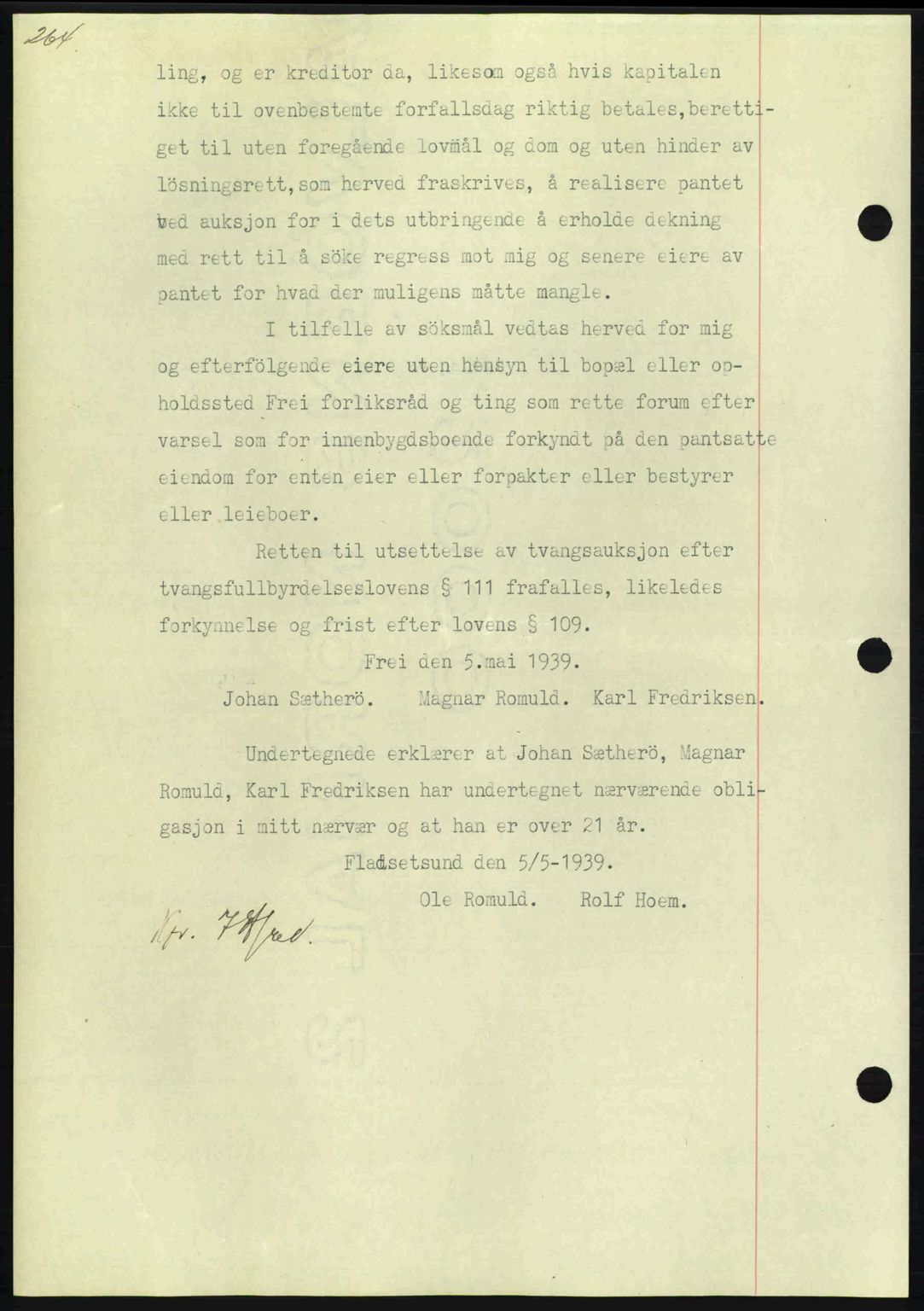 Nordmøre sorenskriveri, AV/SAT-A-4132/1/2/2Ca: Mortgage book no. B85, 1939-1939, Diary no: : 1175/1939