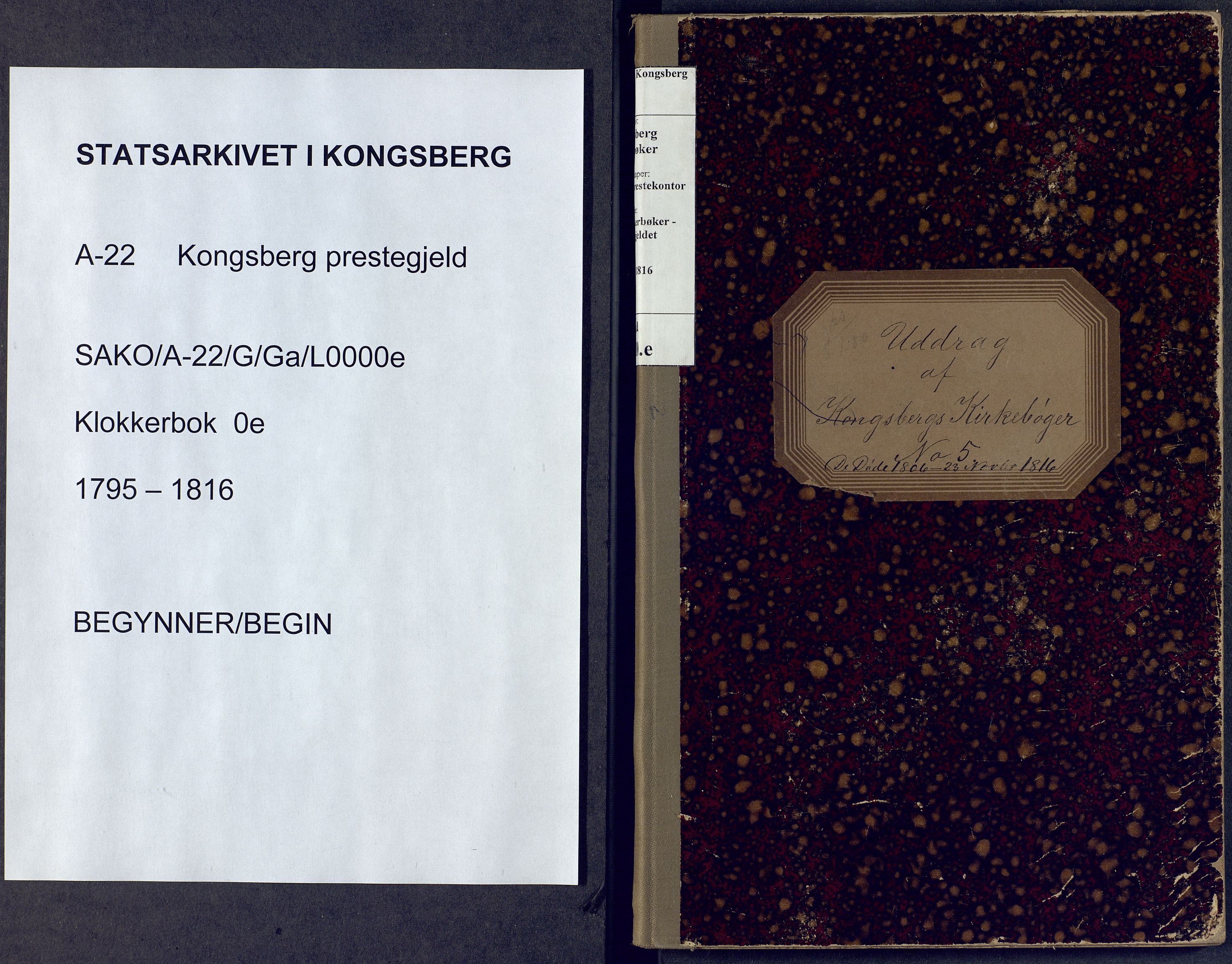 Kongsberg kirkebøker, AV/SAKO-A-22/G/Ga/L0000e: Parish register (copy) no. 0e, 1795-1816