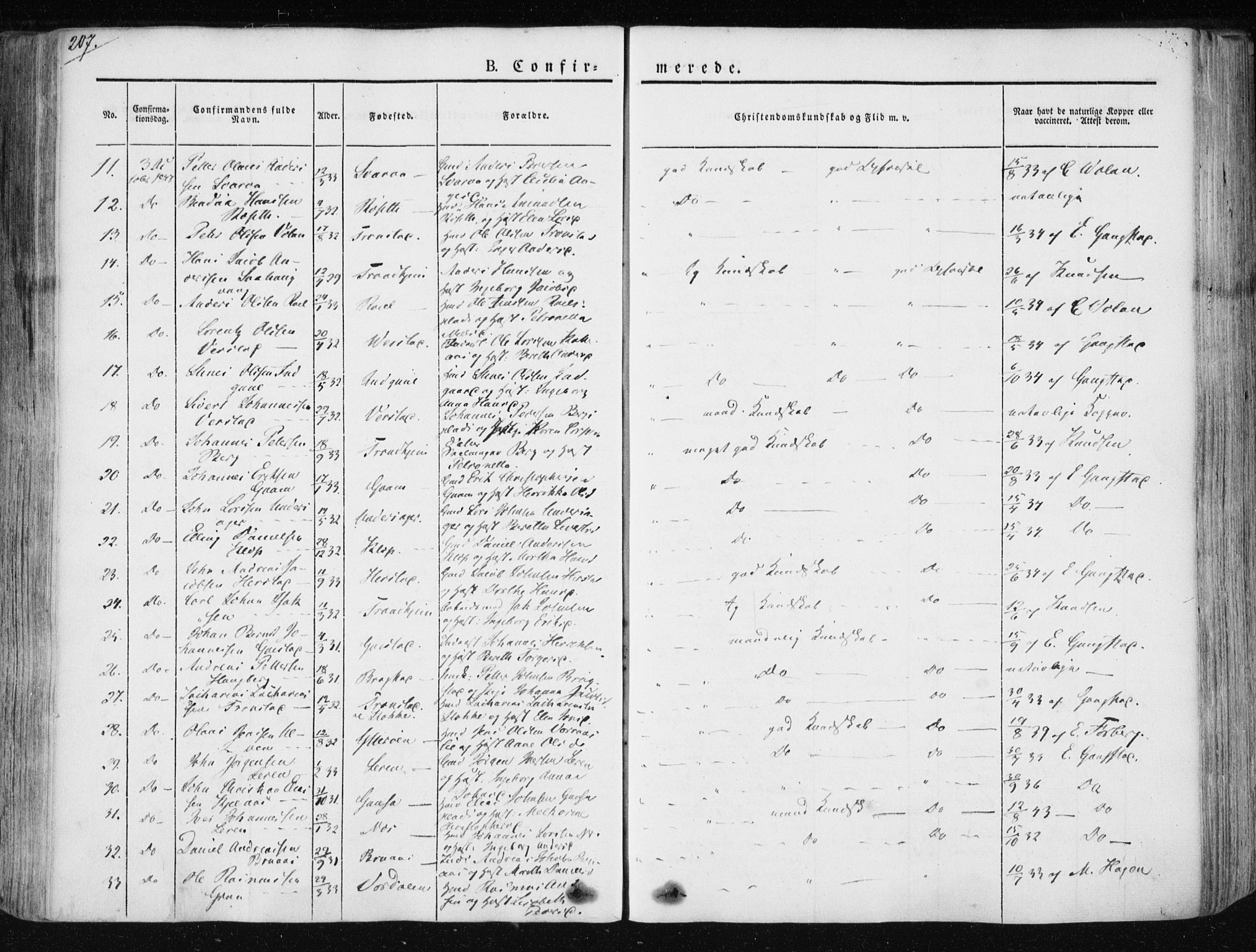 Ministerialprotokoller, klokkerbøker og fødselsregistre - Nord-Trøndelag, SAT/A-1458/730/L0280: Parish register (official) no. 730A07 /1, 1840-1854, p. 207