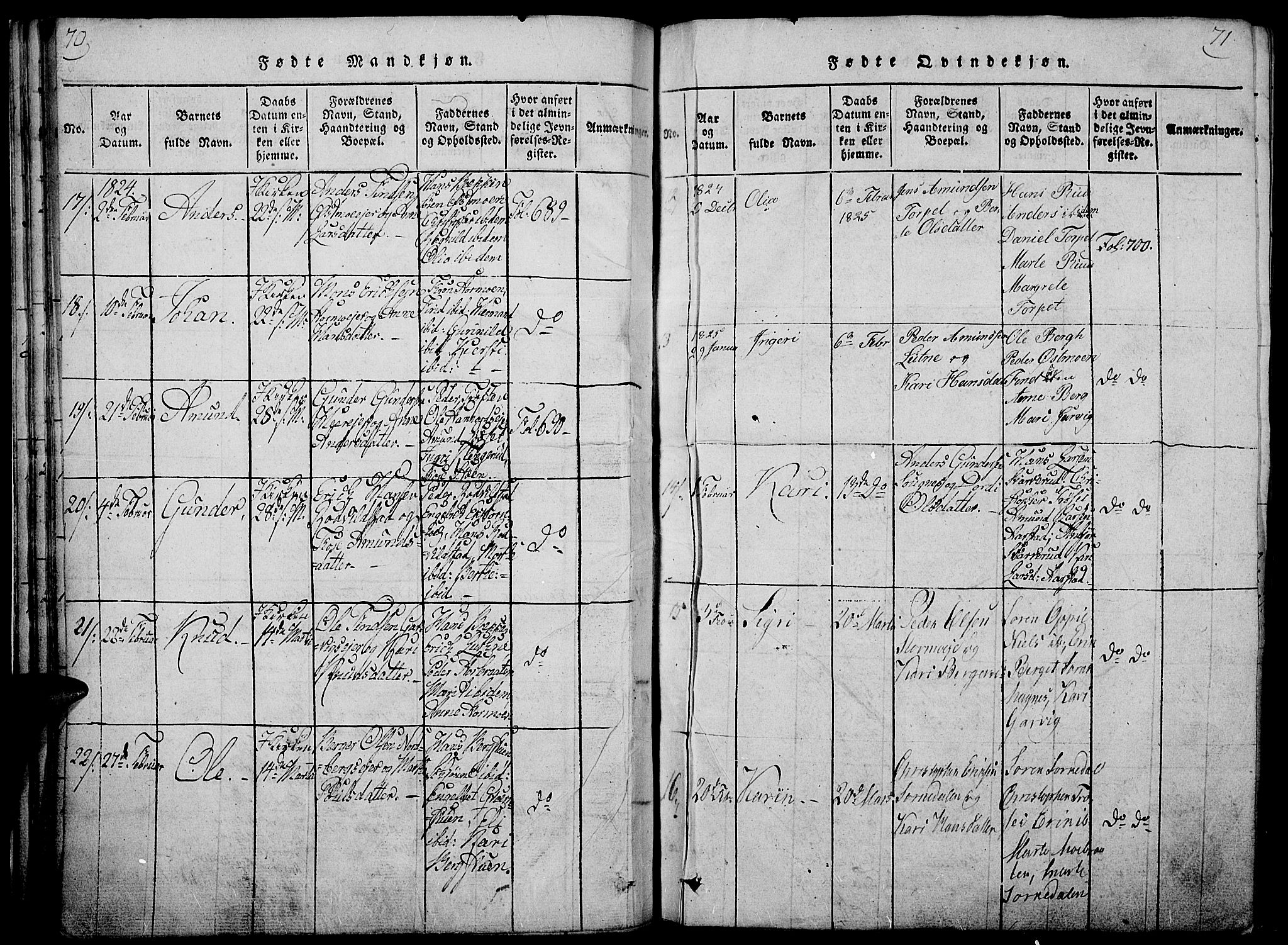 Nord-Odal prestekontor, AV/SAH-PREST-032/H/Ha/Haa/L0001: Parish register (official) no. 1, 1819-1838, p. 70-71