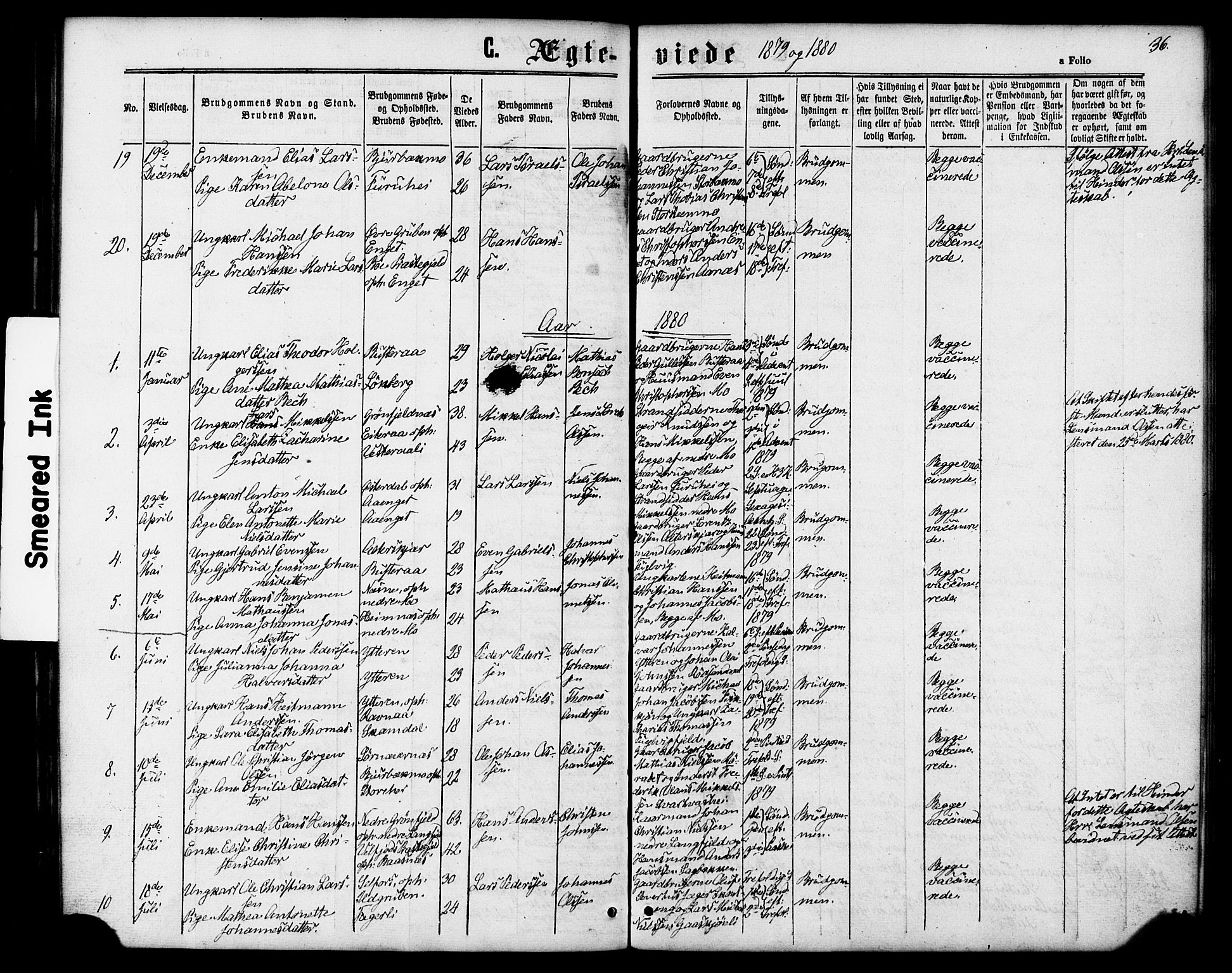 Ministerialprotokoller, klokkerbøker og fødselsregistre - Nordland, SAT/A-1459/827/L0395: Parish register (official) no. 827A07, 1864-1886, p. 36