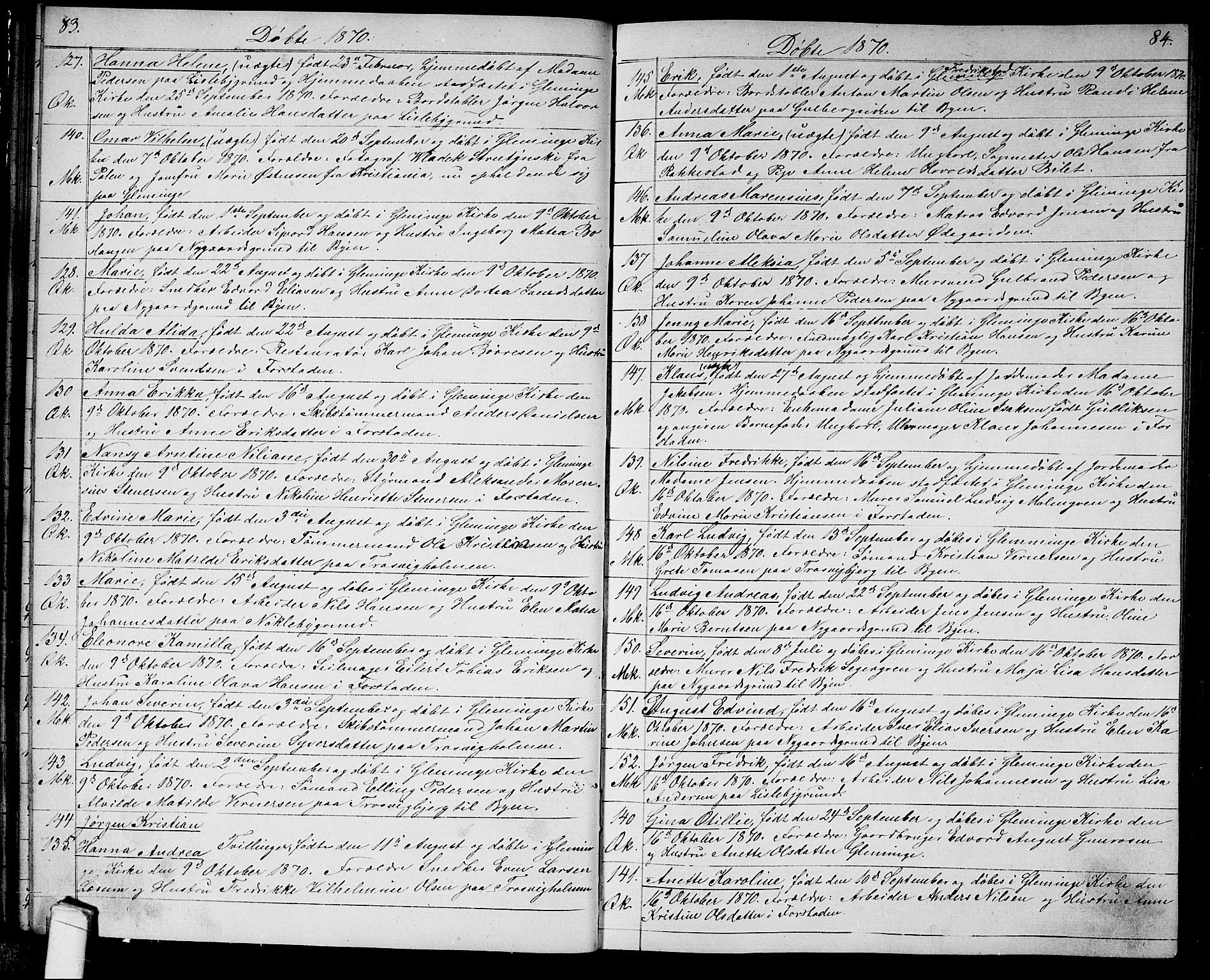 Glemmen prestekontor Kirkebøker, SAO/A-10908/G/Ga/L0004: Parish register (copy) no. 4, 1867-1875, p. 83-84