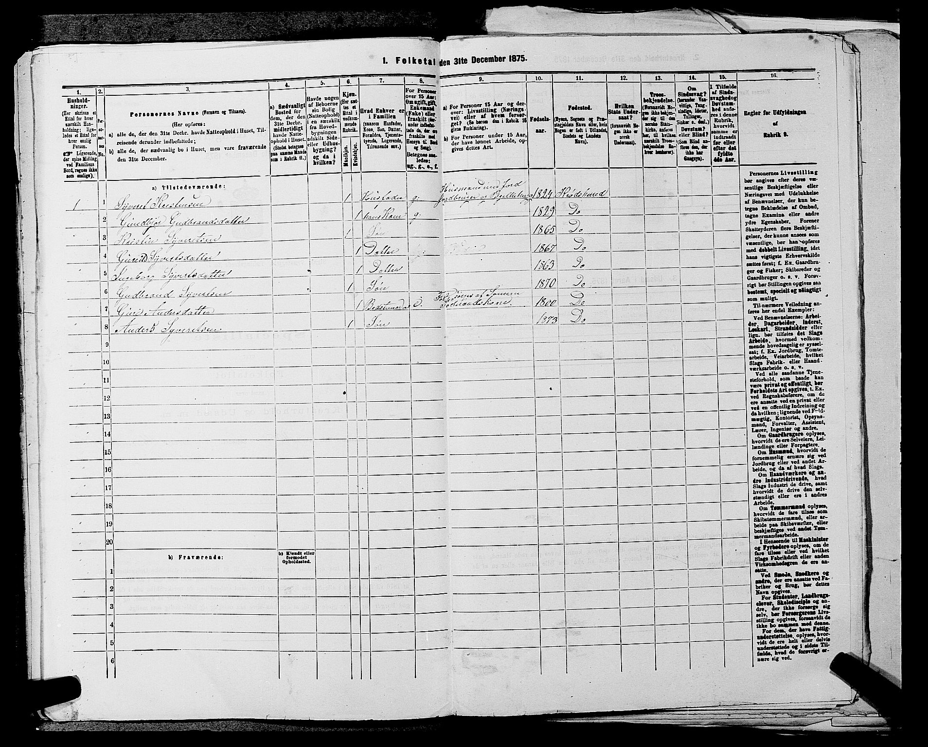 SAKO, 1875 census for 0621P Sigdal, 1875, p. 1596