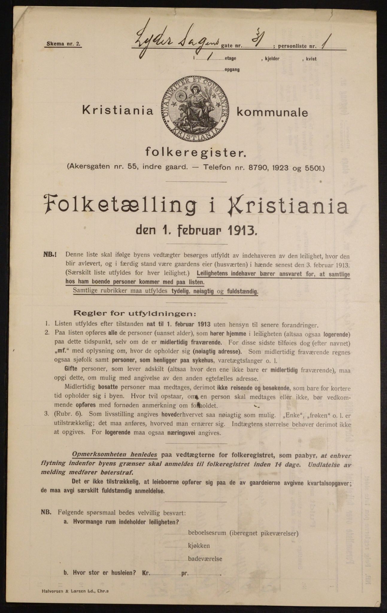 OBA, Municipal Census 1913 for Kristiania, 1913, p. 58343