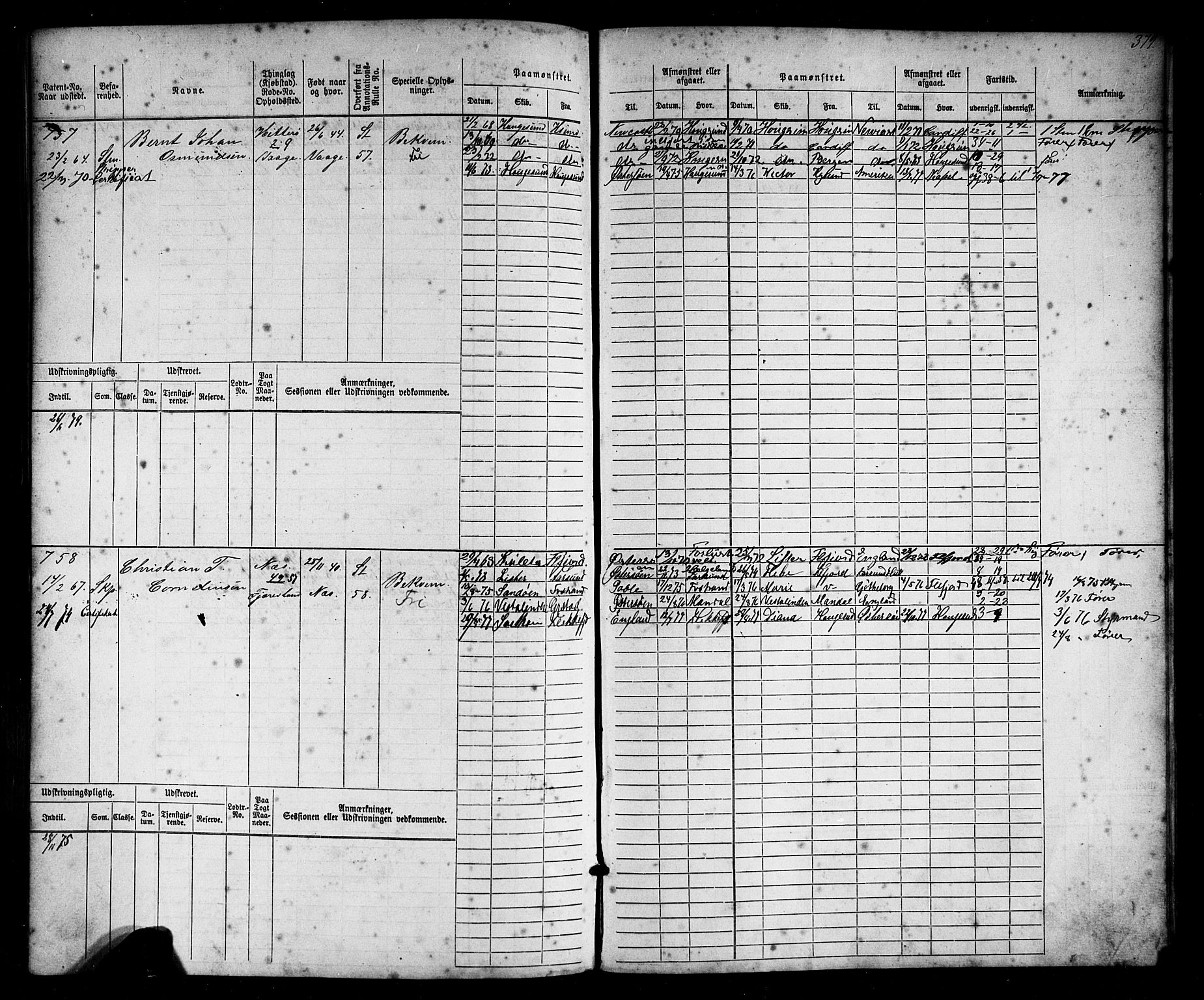 Flekkefjord mønstringskrets, AV/SAK-2031-0018/F/Fb/L0008: Hovedrulle nr 1-770, Æ-5, 1867-1900, p. 396