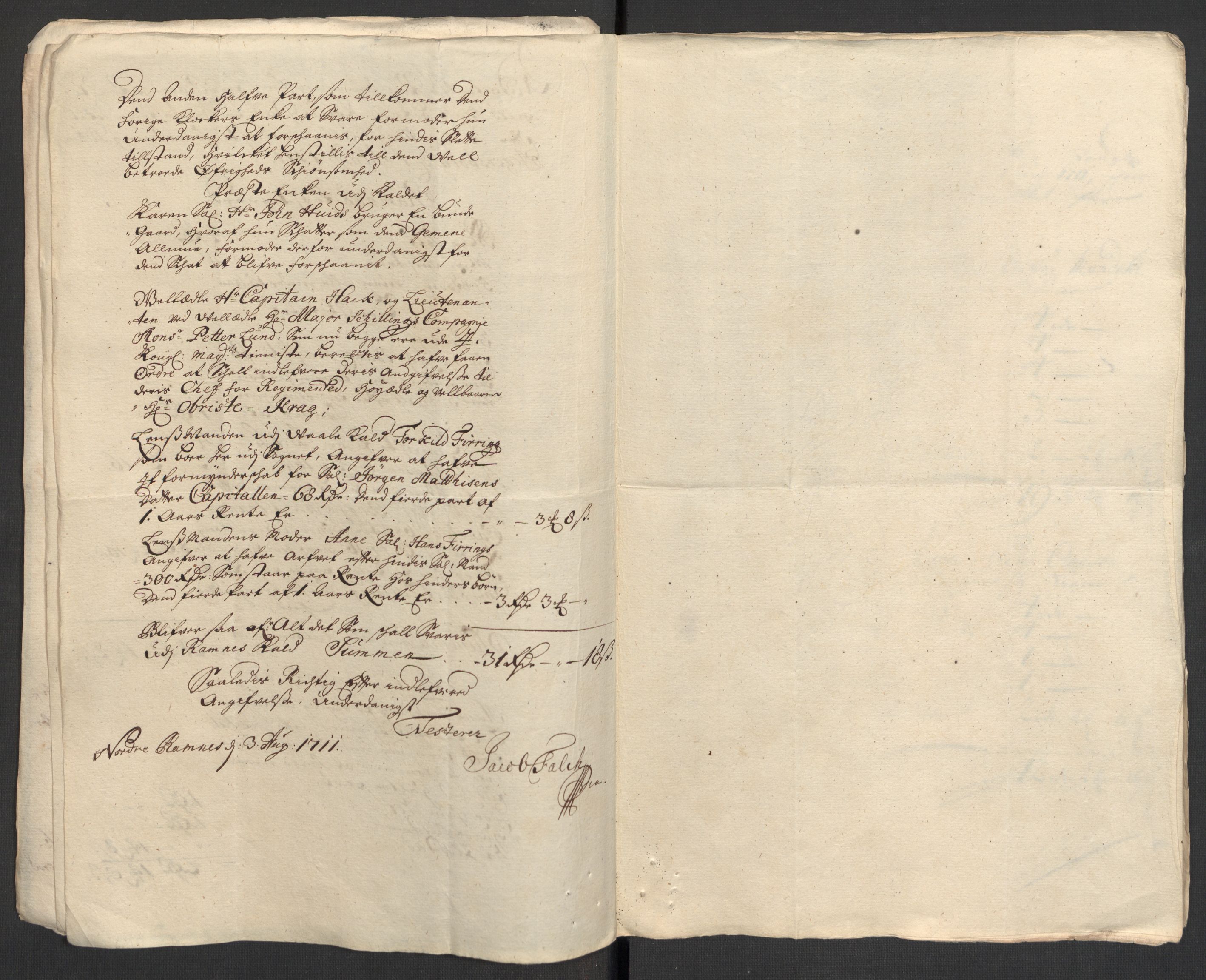 Rentekammeret inntil 1814, Reviderte regnskaper, Fogderegnskap, RA/EA-4092/R32/L1876: Fogderegnskap Jarlsberg grevskap, 1711, p. 328