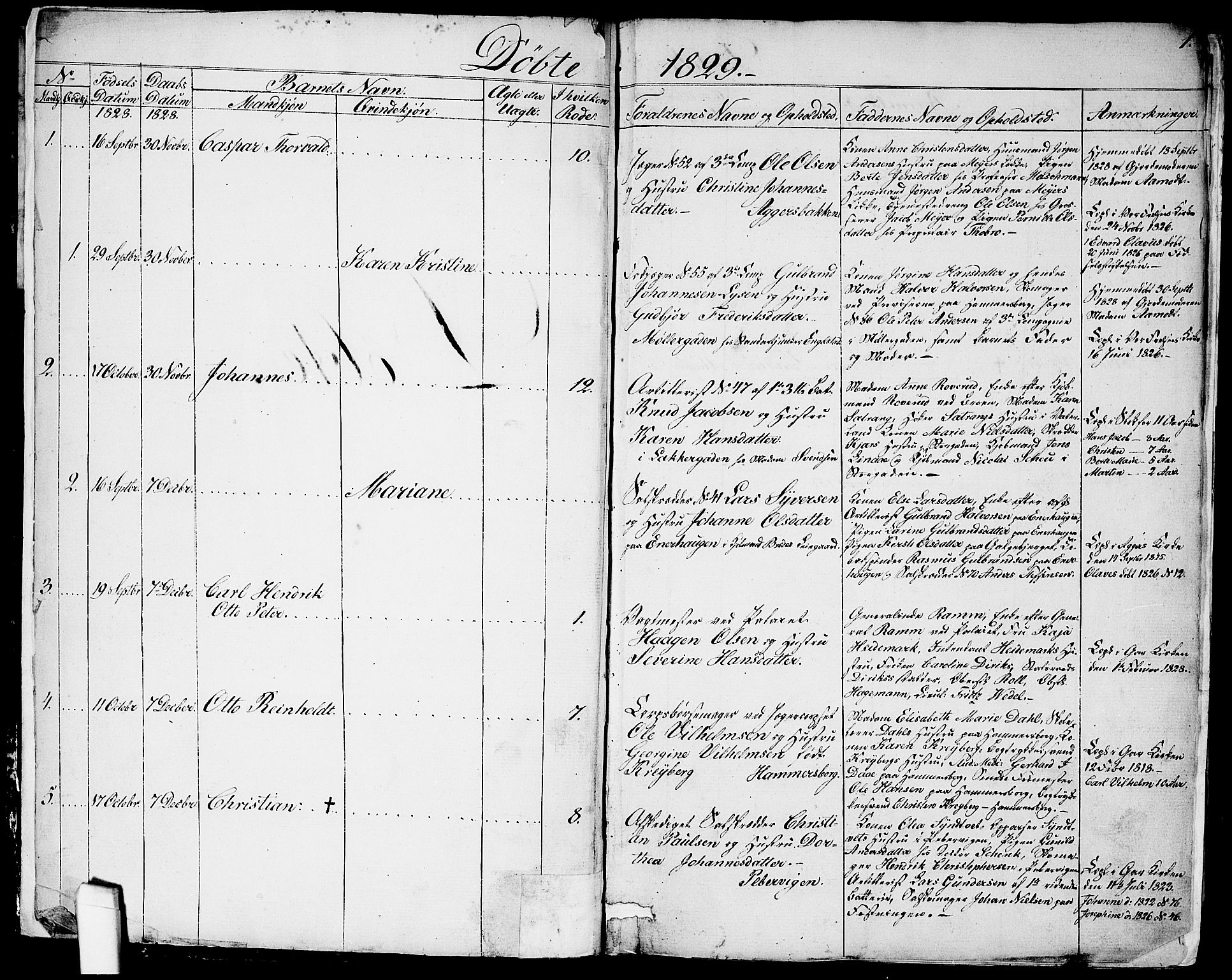 Garnisonsmenigheten Kirkebøker, SAO/A-10846/G/Ga/L0004: Parish register (copy) no. 4, 1828-1840, p. 1
