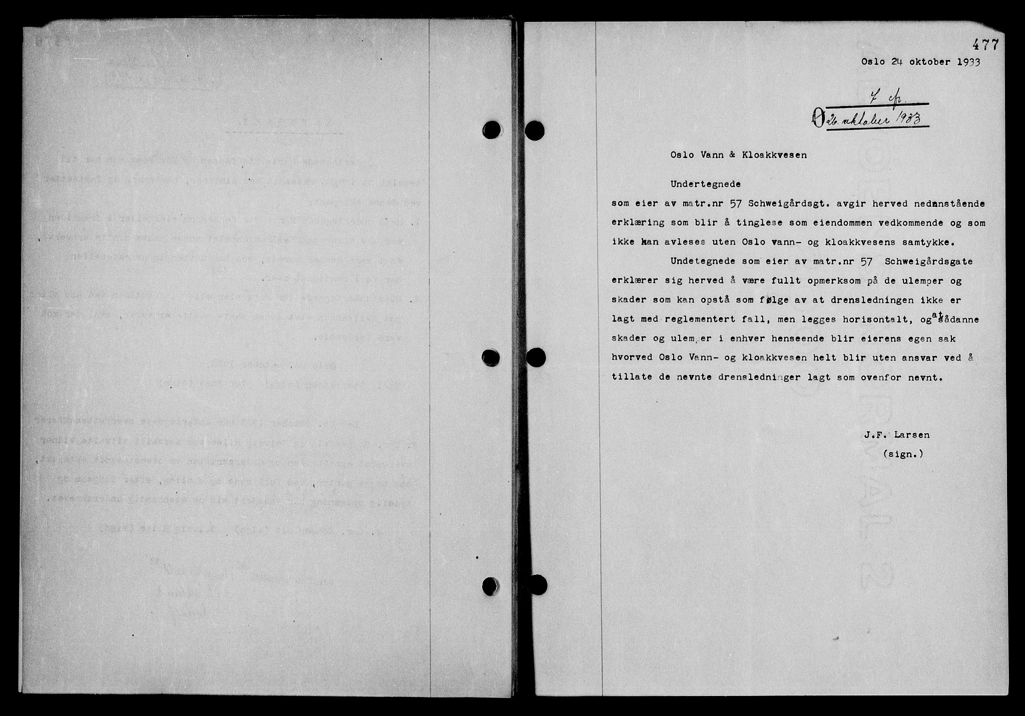 Oslo byskriverembete, SAO/A-10227/G/Gb/Gbc/Gbca/L0059: Mortgage book no. II 59, 1933-1933, p. 477