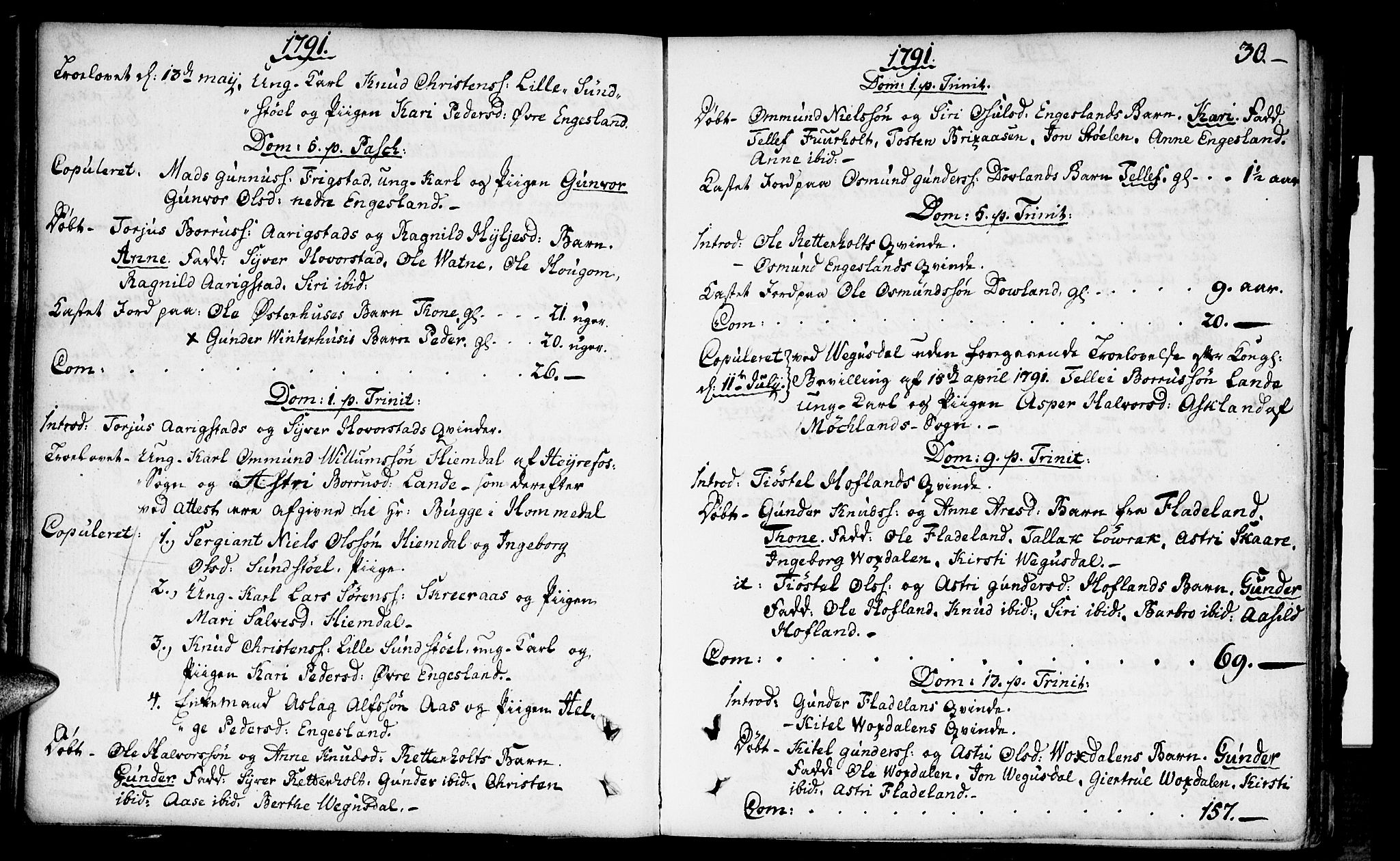 Herefoss sokneprestkontor, AV/SAK-1111-0019/F/Fa/Fab/L0002: Parish register (official) no. A 2, 1780-1816, p. 30