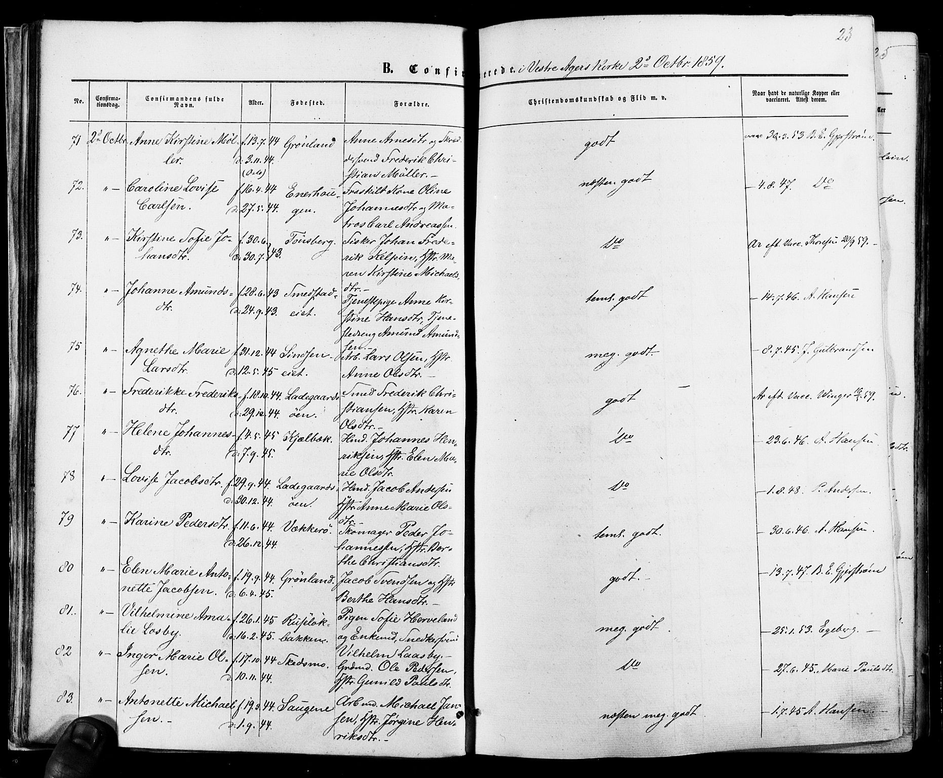 Vestre Aker prestekontor Kirkebøker, AV/SAO-A-10025/F/Fa/L0005: Parish register (official) no. 5, 1859-1877, p. 23