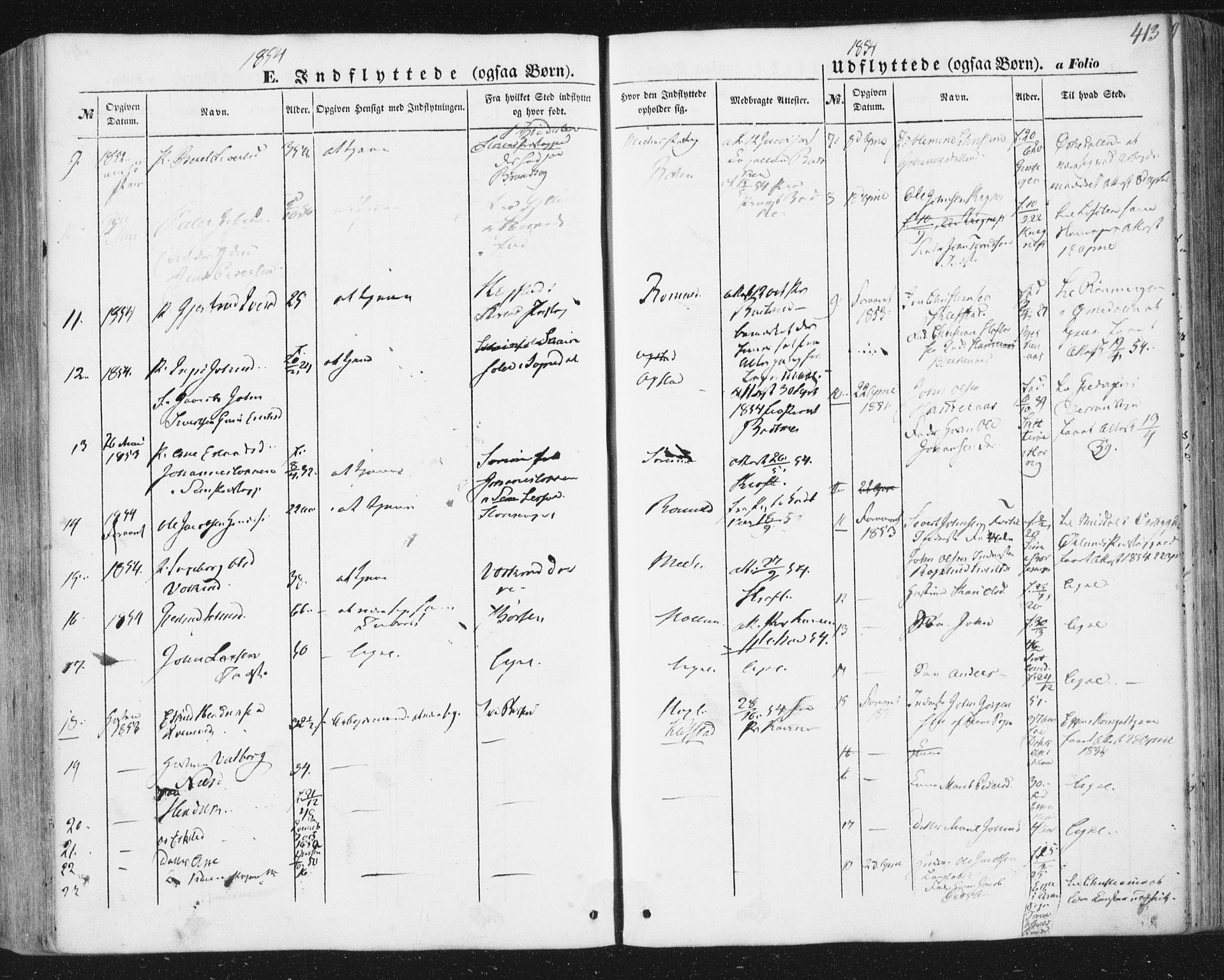 Ministerialprotokoller, klokkerbøker og fødselsregistre - Sør-Trøndelag, SAT/A-1456/691/L1076: Parish register (official) no. 691A08, 1852-1861, p. 413