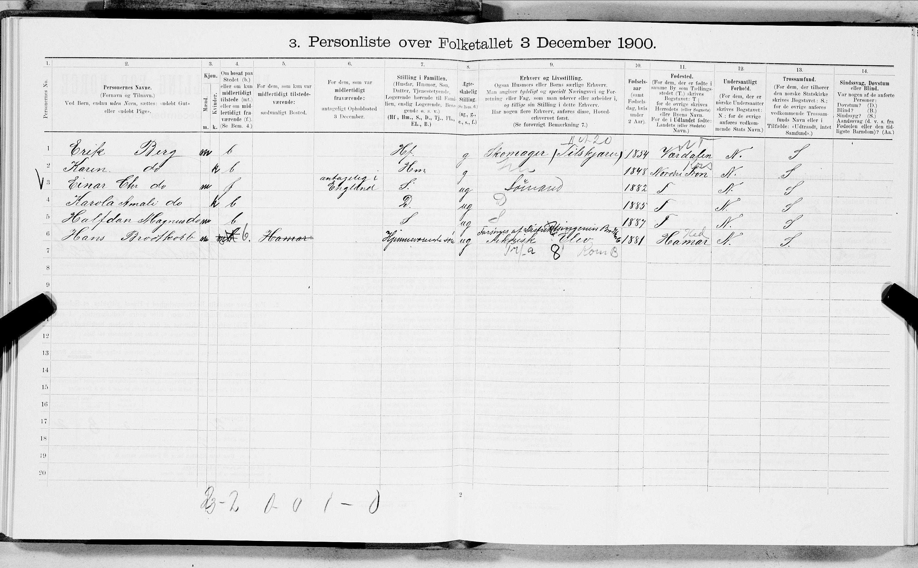 SAT, 1900 census for Trondheim, 1900, p. 288