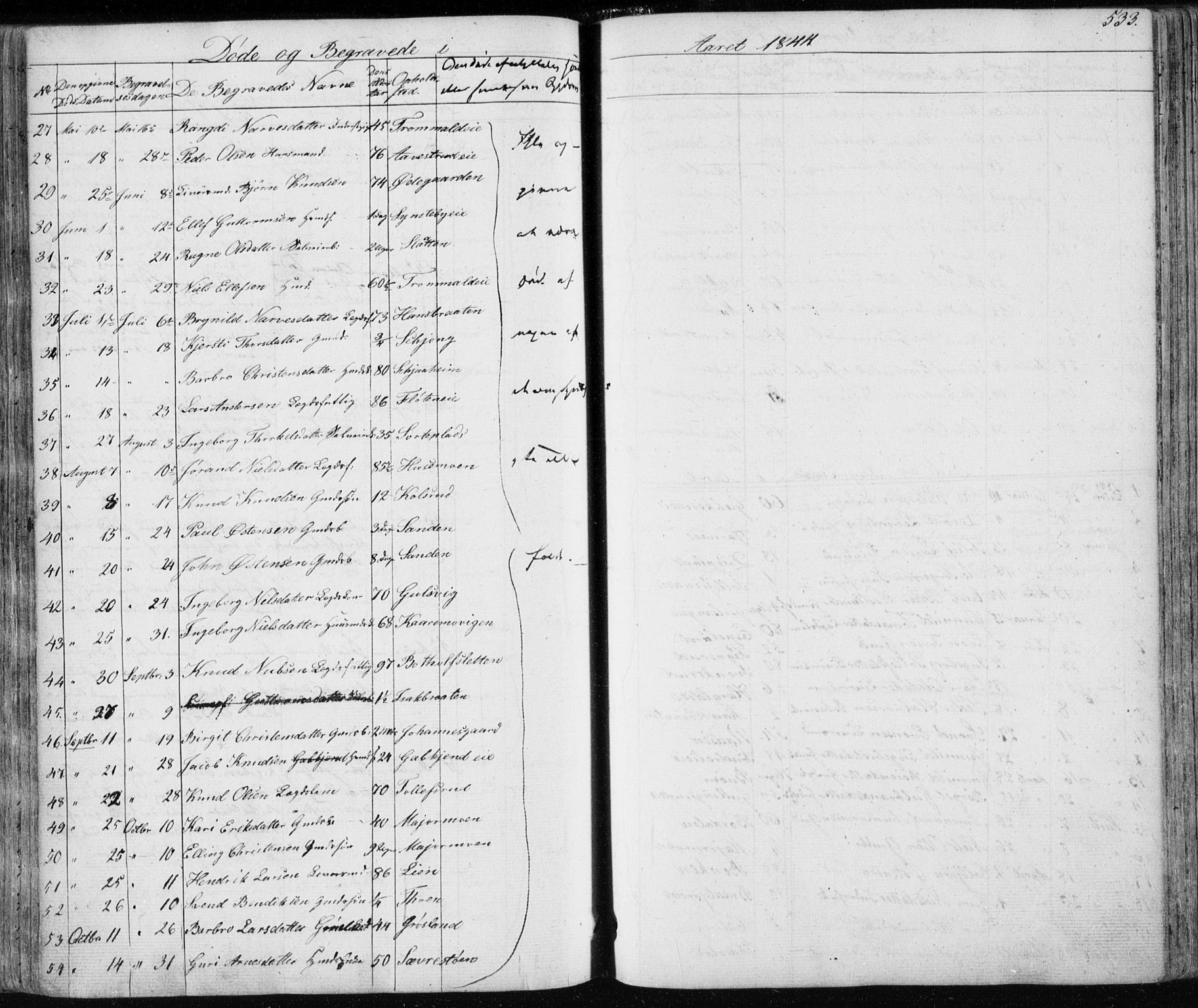 Nes kirkebøker, SAKO/A-236/F/Fa/L0009: Parish register (official) no. 9, 1834-1863, p. 533