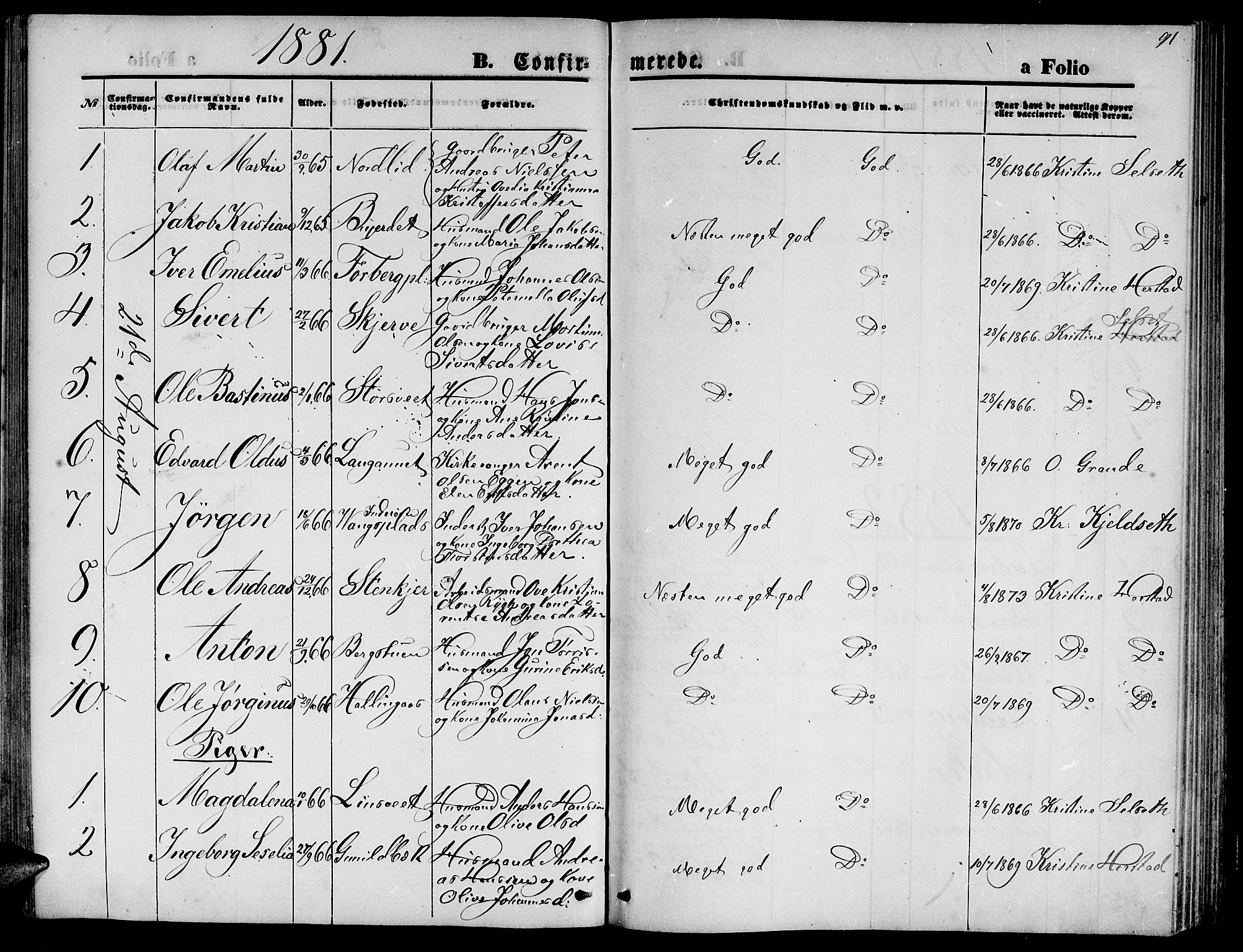 Ministerialprotokoller, klokkerbøker og fødselsregistre - Nord-Trøndelag, SAT/A-1458/722/L0225: Parish register (copy) no. 722C01, 1871-1888, p. 91