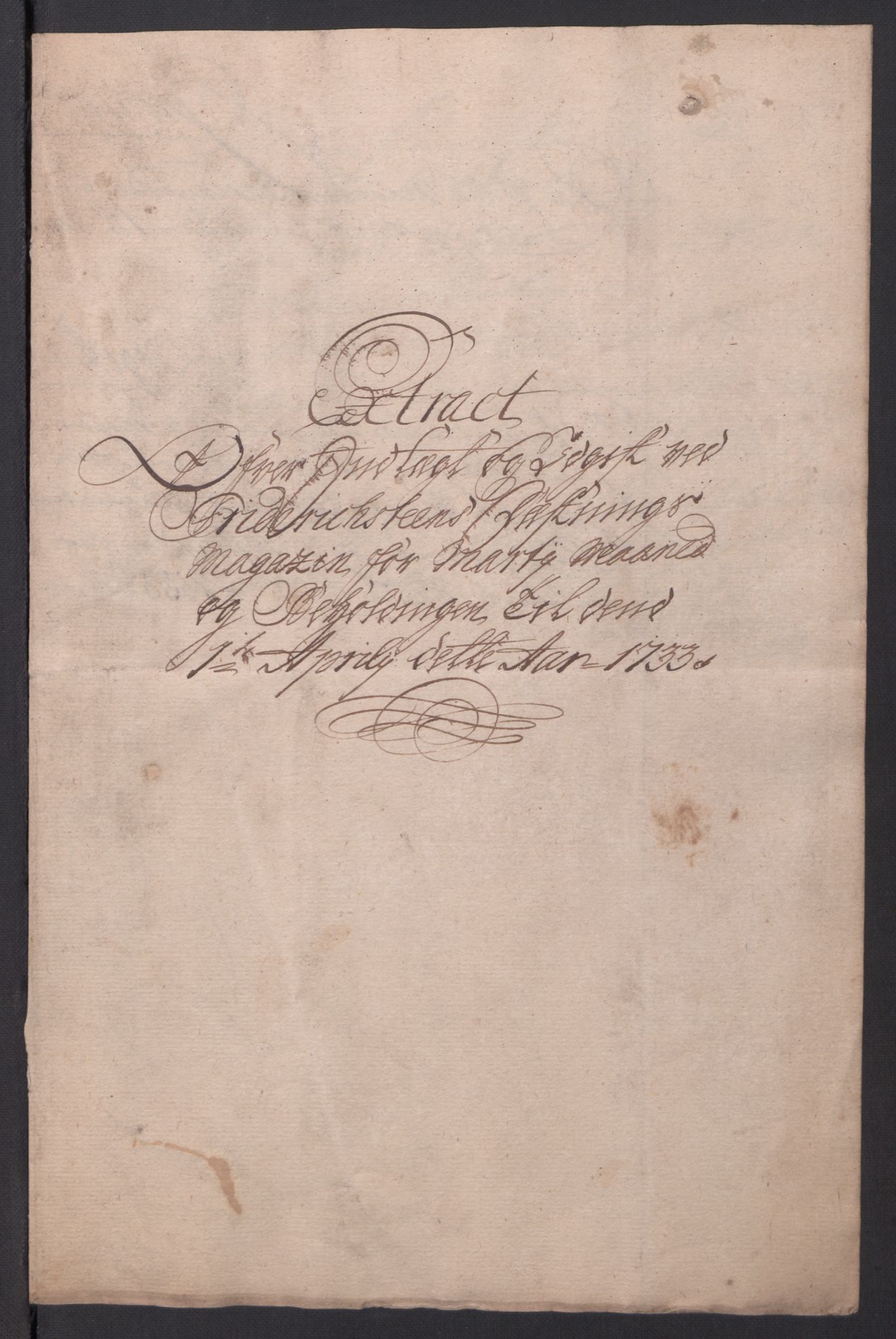 Kommanderende general (KG I) med Det norske krigsdirektorium, RA/EA-5419/D/L0154: Fredriksten festning: Brev, inventarfortegnelser og regnskapsekstrakter, 1730-1739, p. 173