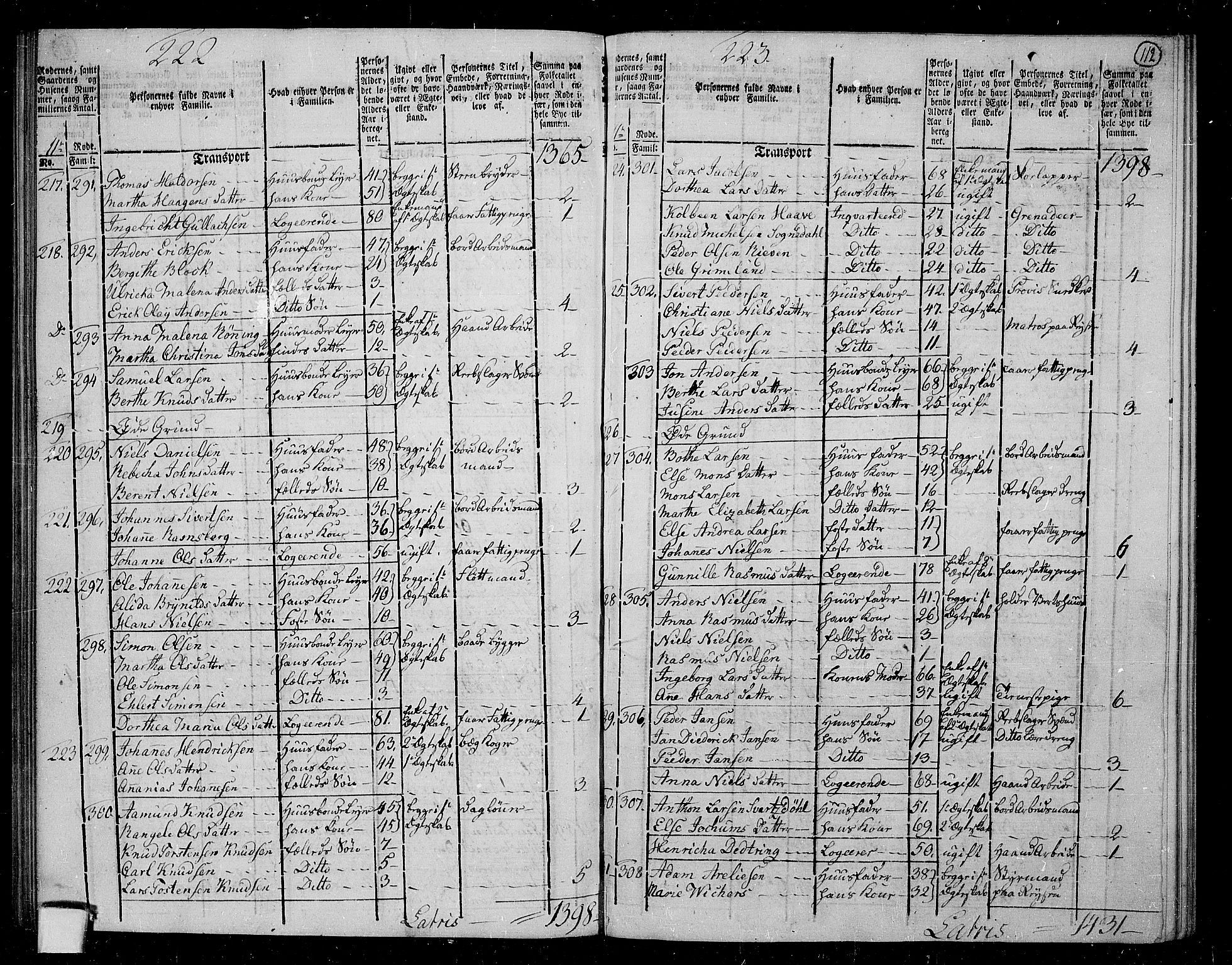 RA, 1801 census for 1301 Bergen, 1801, p. 111b-112a